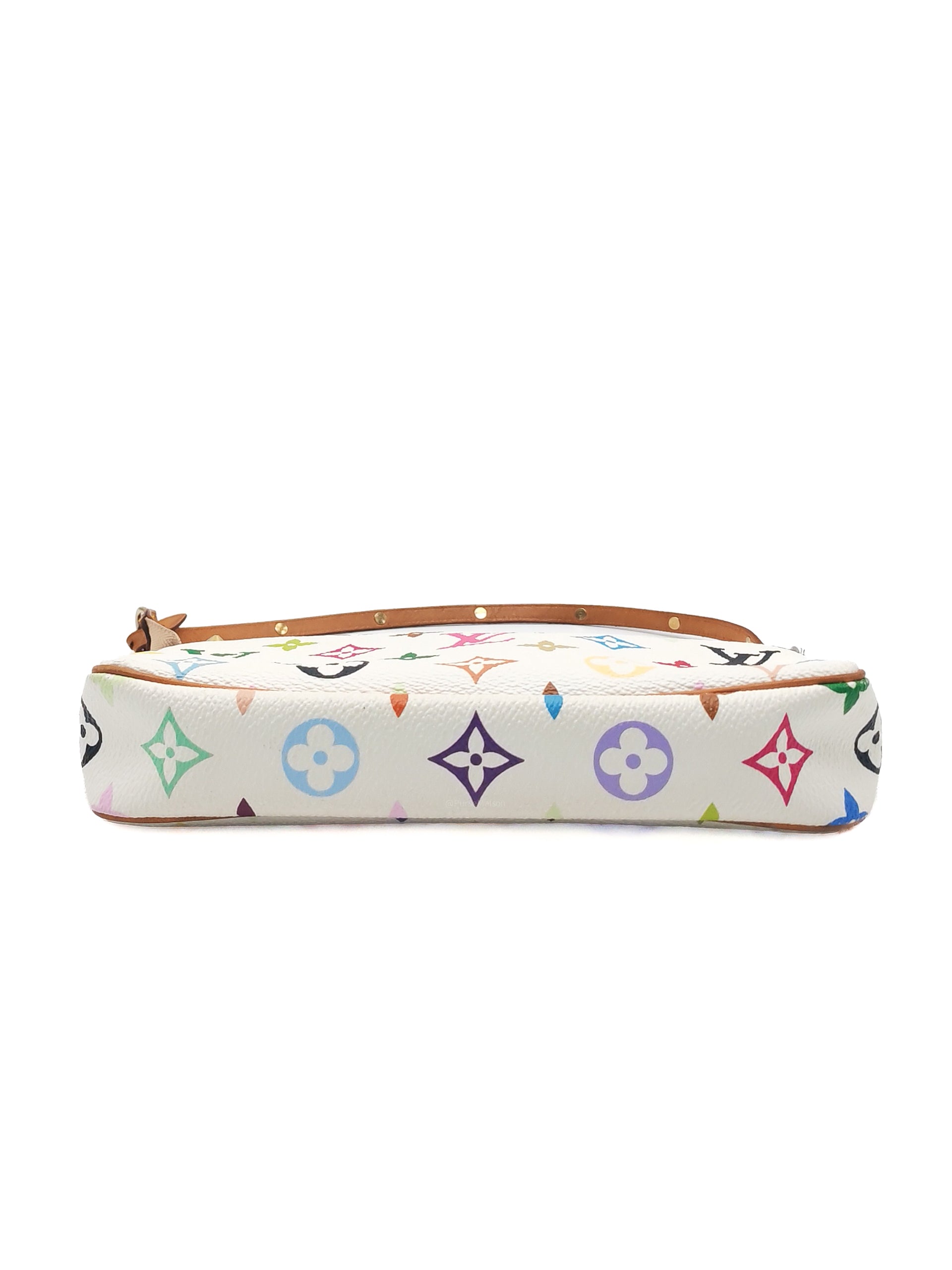 Louis Vuitton x Takashi Murakami Pochette Accessories in Vibrant Multicolored Monogram Canvas and Gold Hardware (Datecode: SL1003)