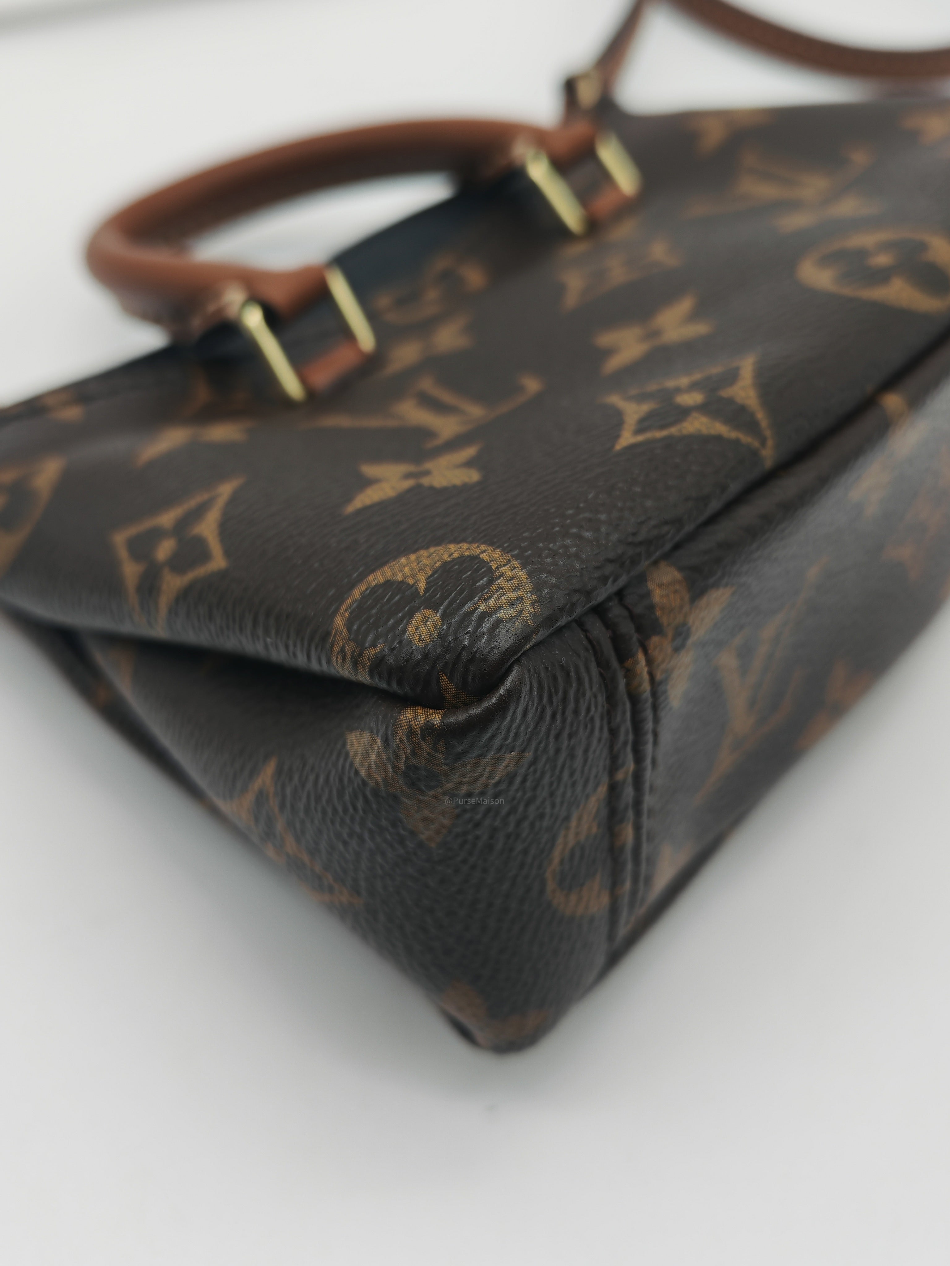 Louis Vuitton Nano Pallas Two Way Hand Bag in Monogram Canvas and Gold Hardware (Datecode: SN5115)