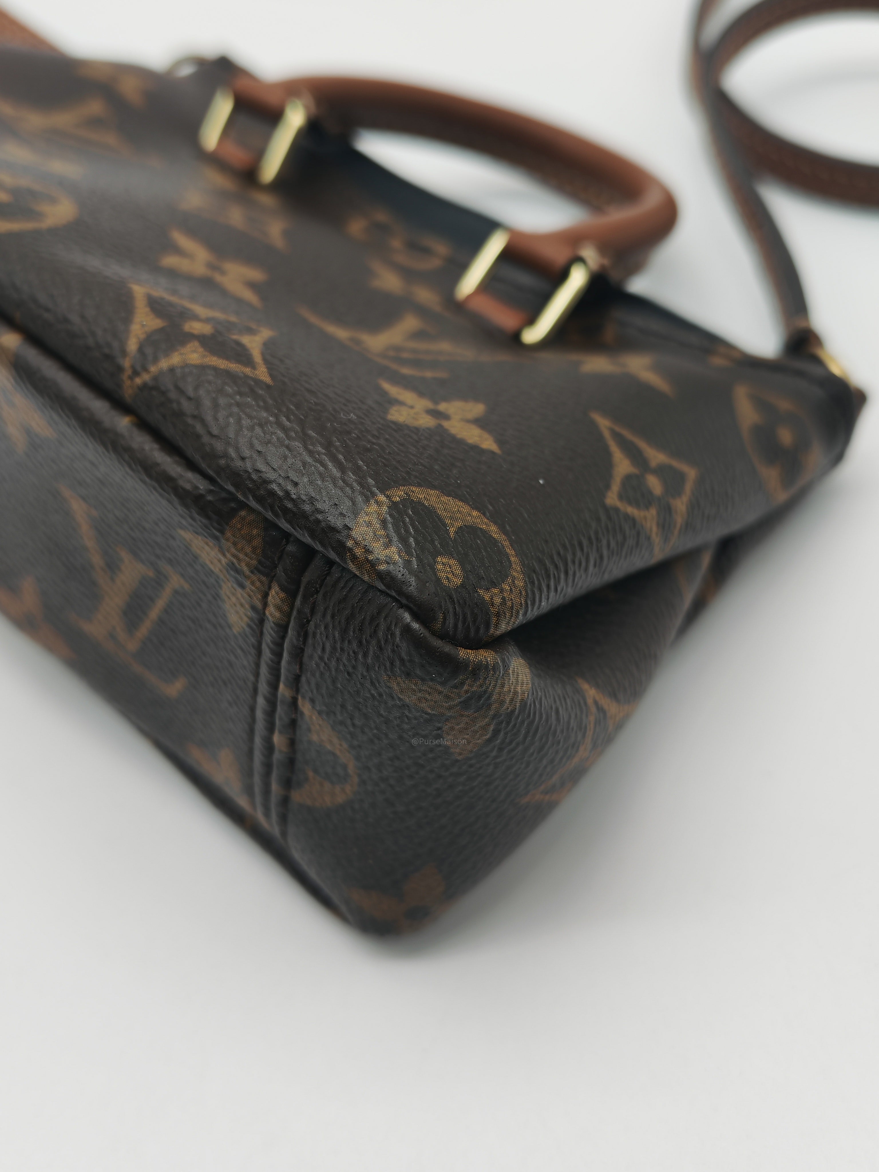 Louis Vuitton Nano Pallas Two Way Hand Bag in Monogram Canvas and Gold Hardware (Datecode: SN5115)