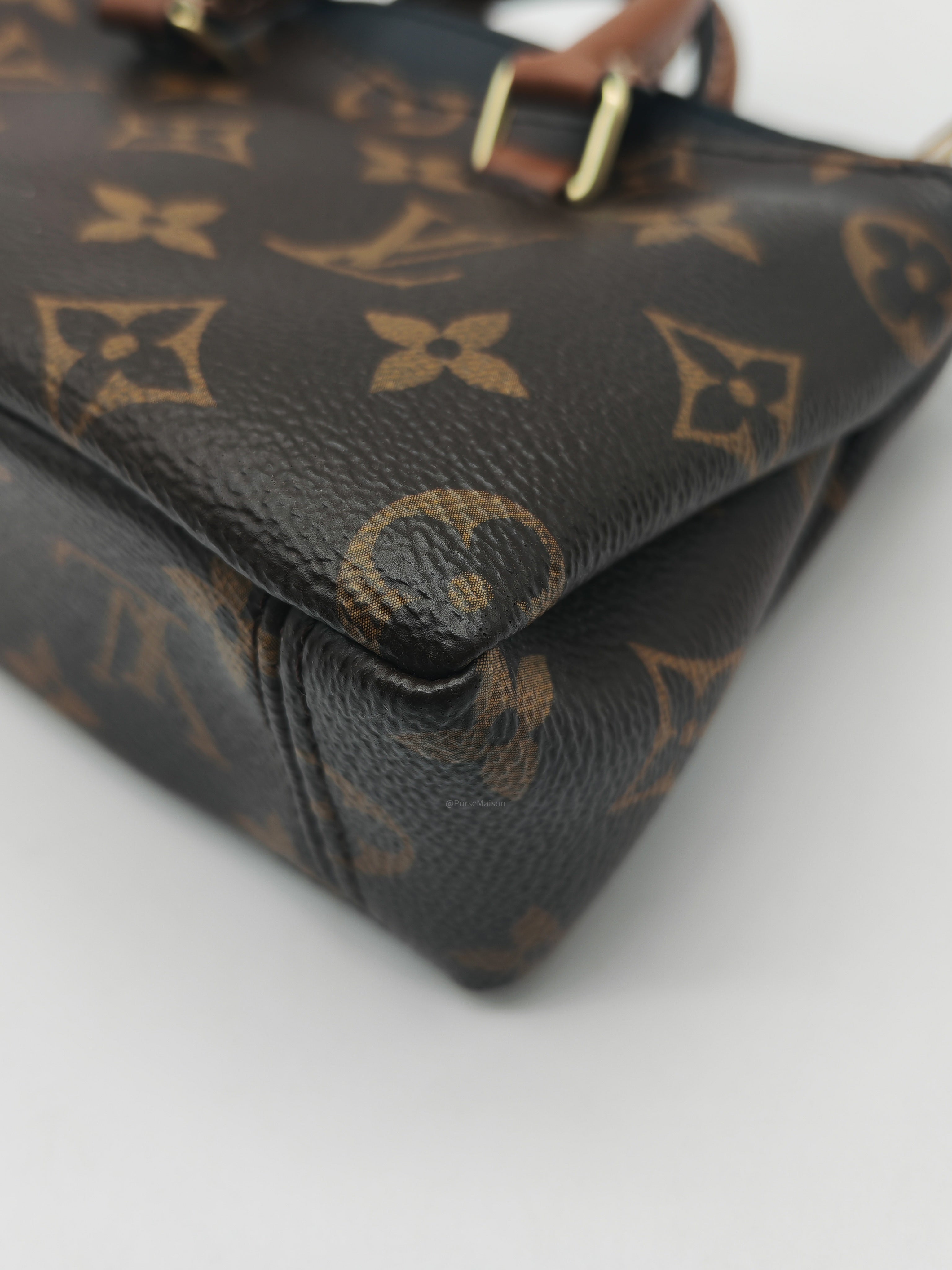 Louis Vuitton Nano Pallas Two Way Hand Bag in Monogram Canvas and Gold Hardware (Datecode: SN5115)