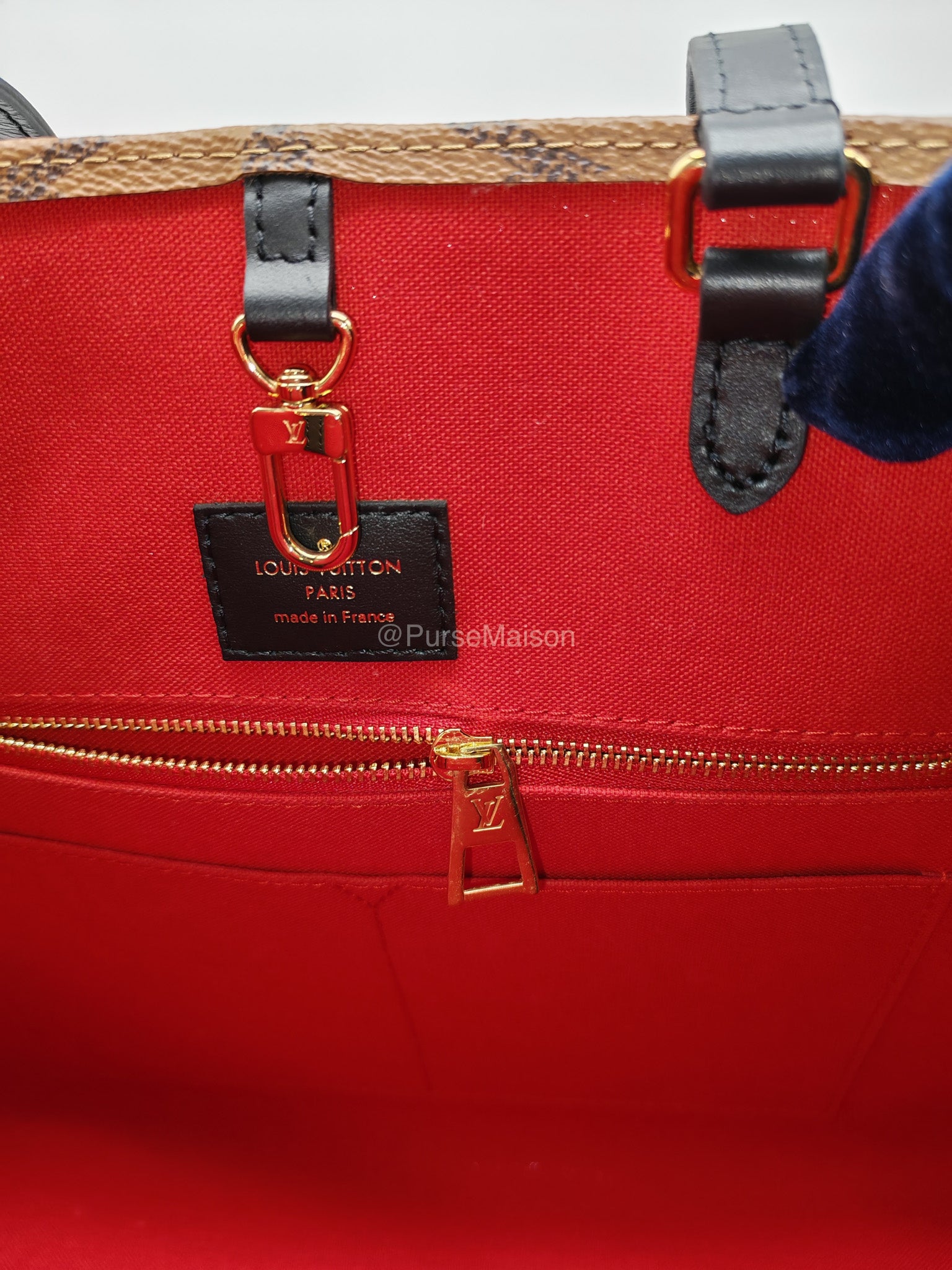 Louis Vuitton OntheGo GM Tote Bag in Reverse Monogram Canvas (Date Code: FL0250)