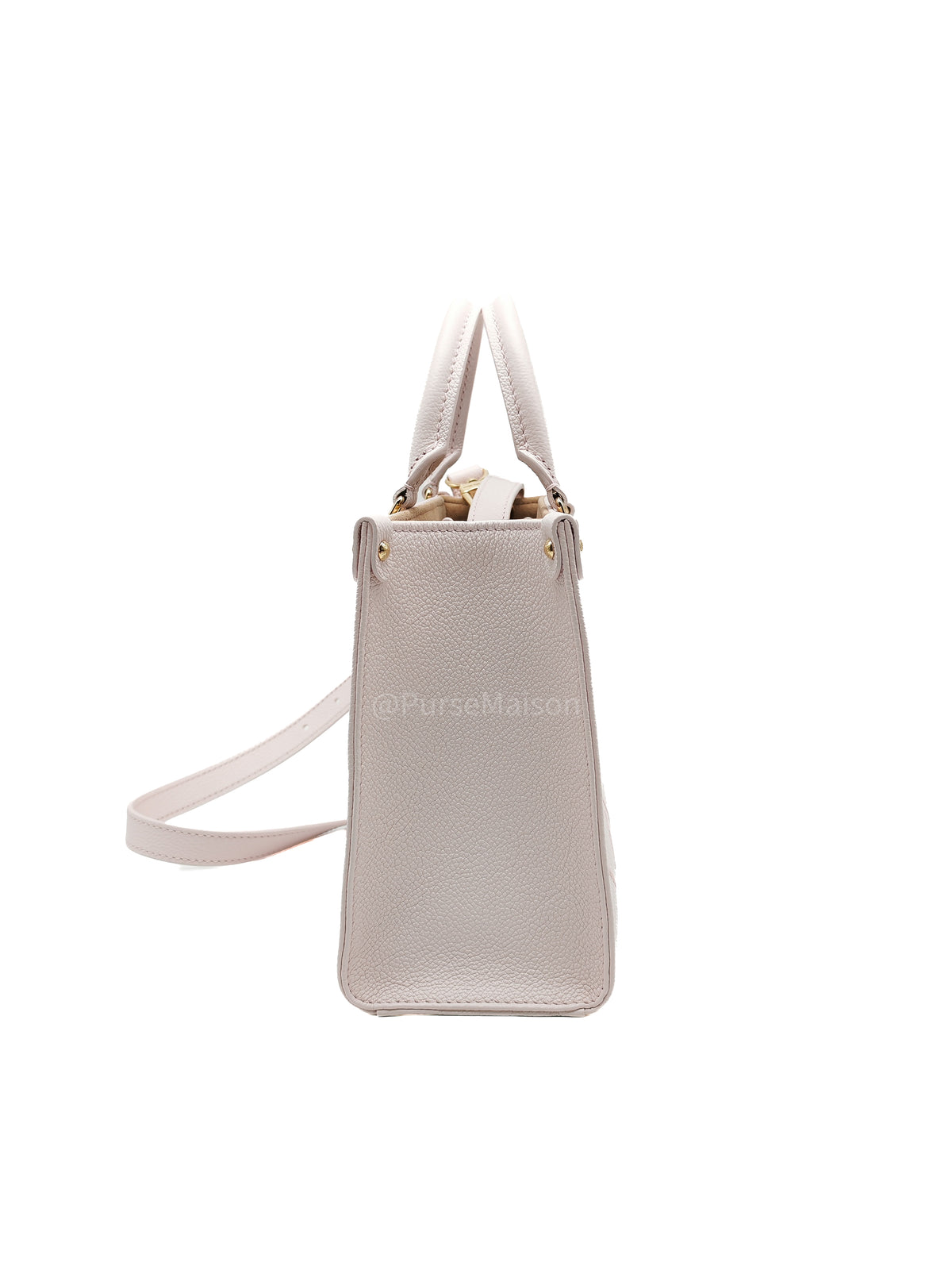 Louis Vuitton OnTheGo PM in Pale Pink Monogram Empreinte Couture Cowhide Leather and Gold Hardware Microchip