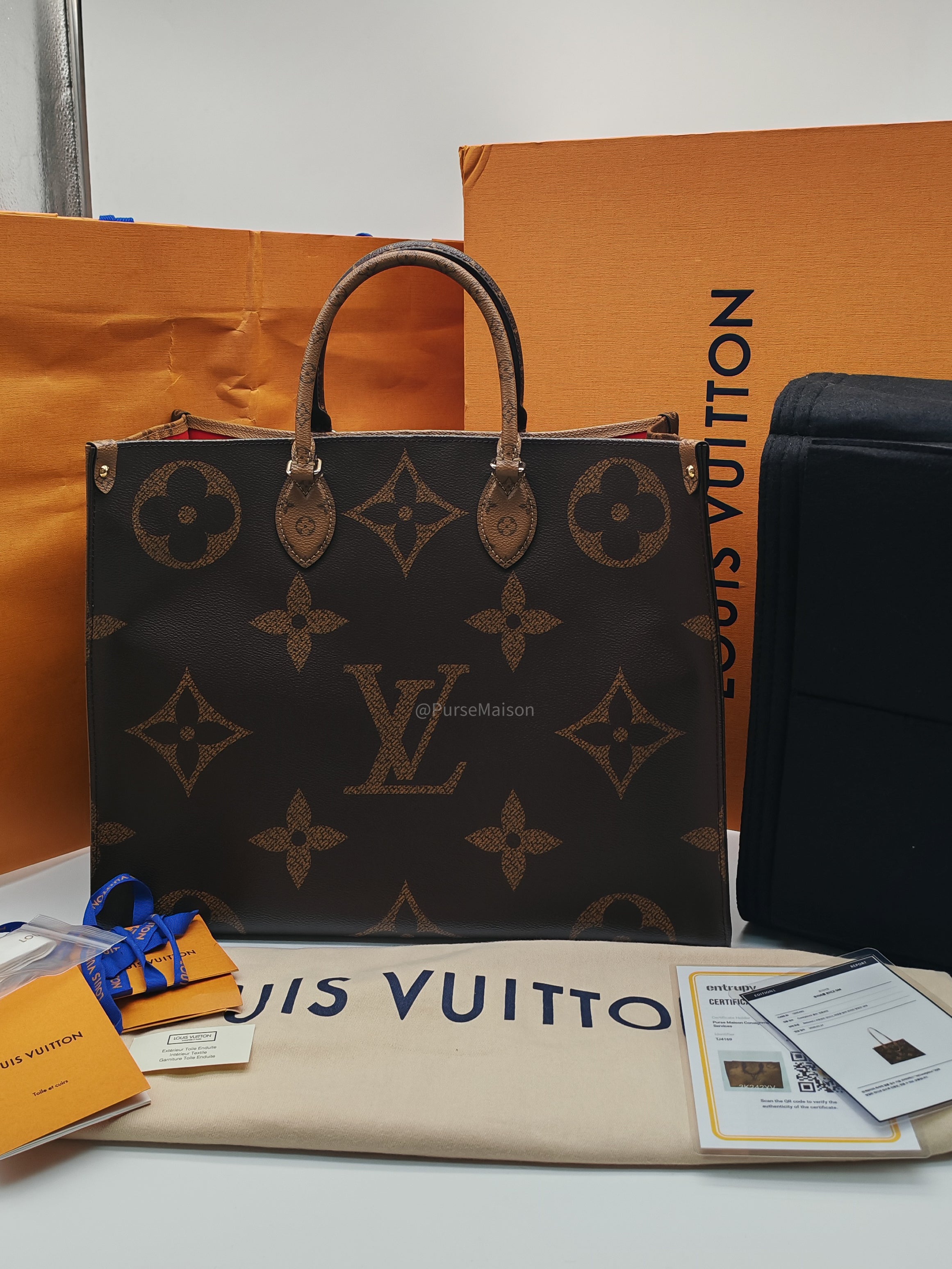 Louis Vuitton OntheGO (OTG) GM in Reverse Monogram Canvas and Gold Hardware (Datecode: TJ4169)
