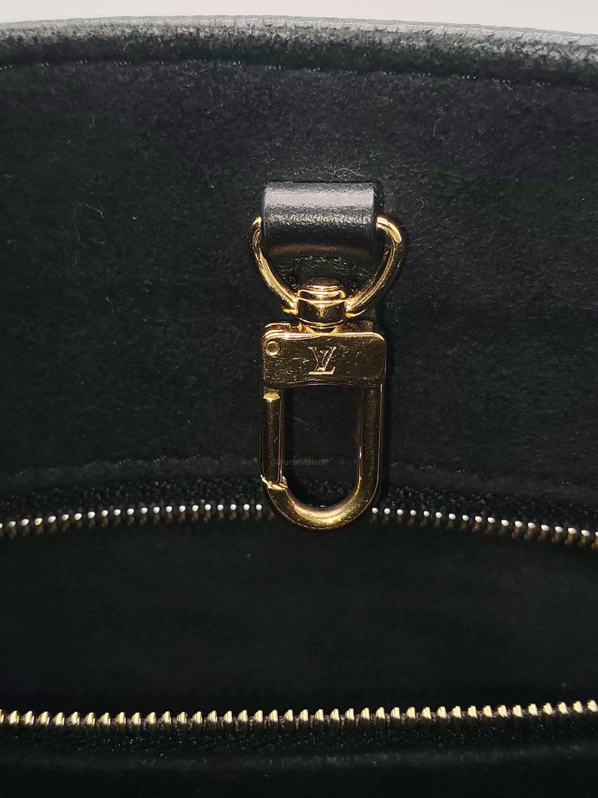 Louis Vuitton OntheGo MM In Black Monogram Empreinte Leather and Gold Hardware Microchip