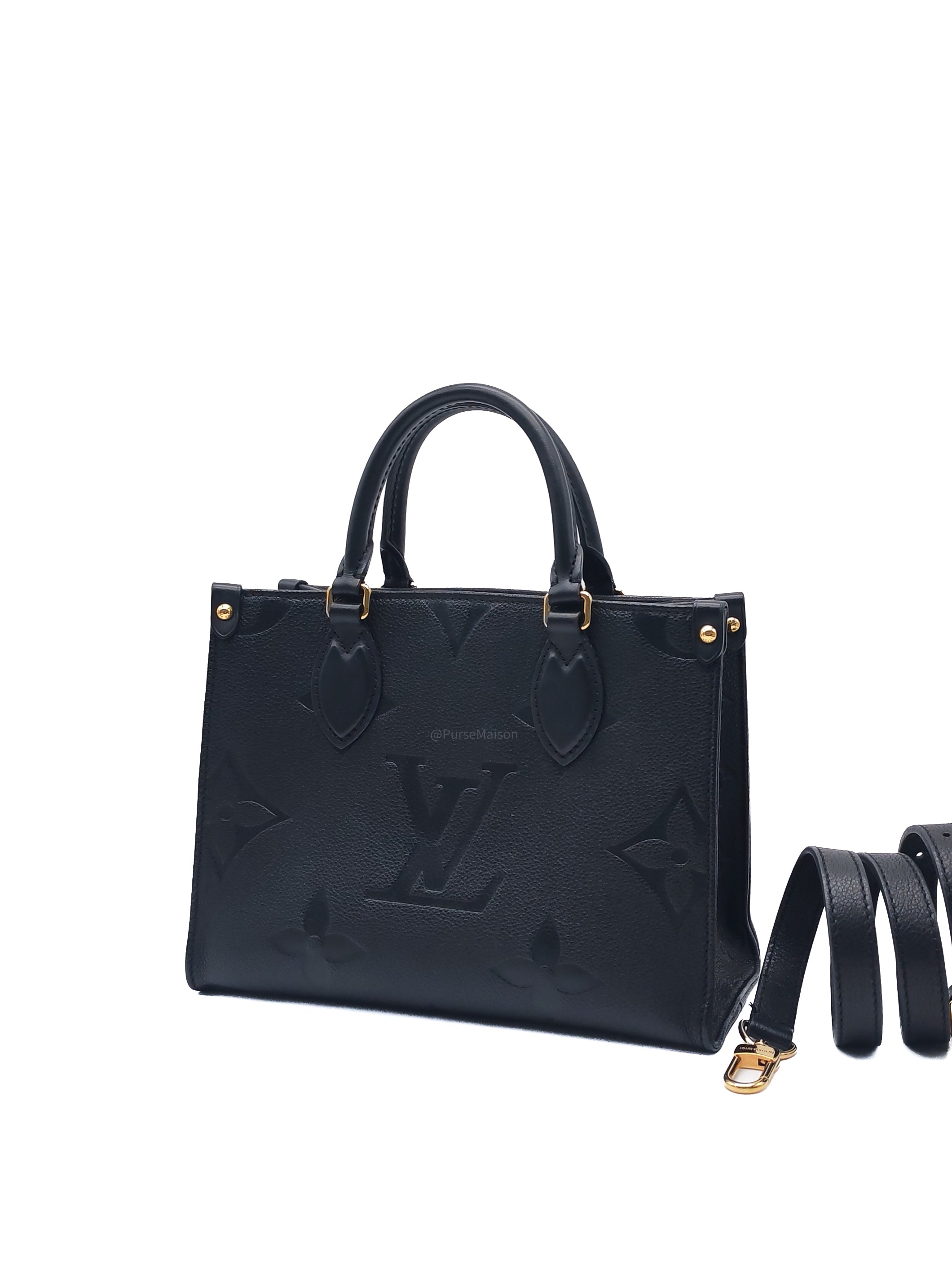 Louis Vuitton OntheGo MM In Black Monogram Empreinte Leather and Gold Hardware Microchip