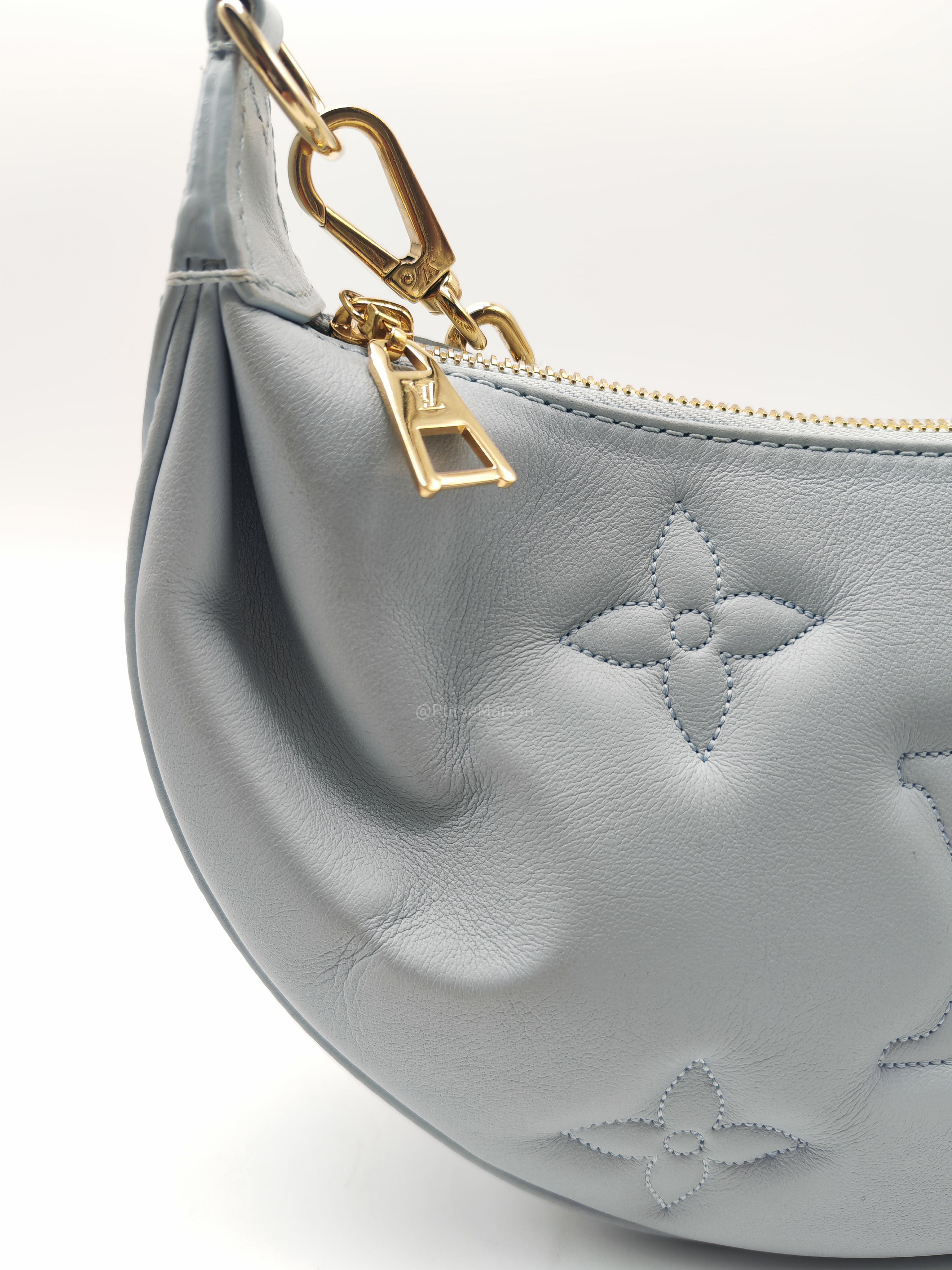 Louis Vuitton Bubblegram Over The Moon Shoulder Bag in Glacier Blue Calfskin Leather and Gold Hardware Microchip