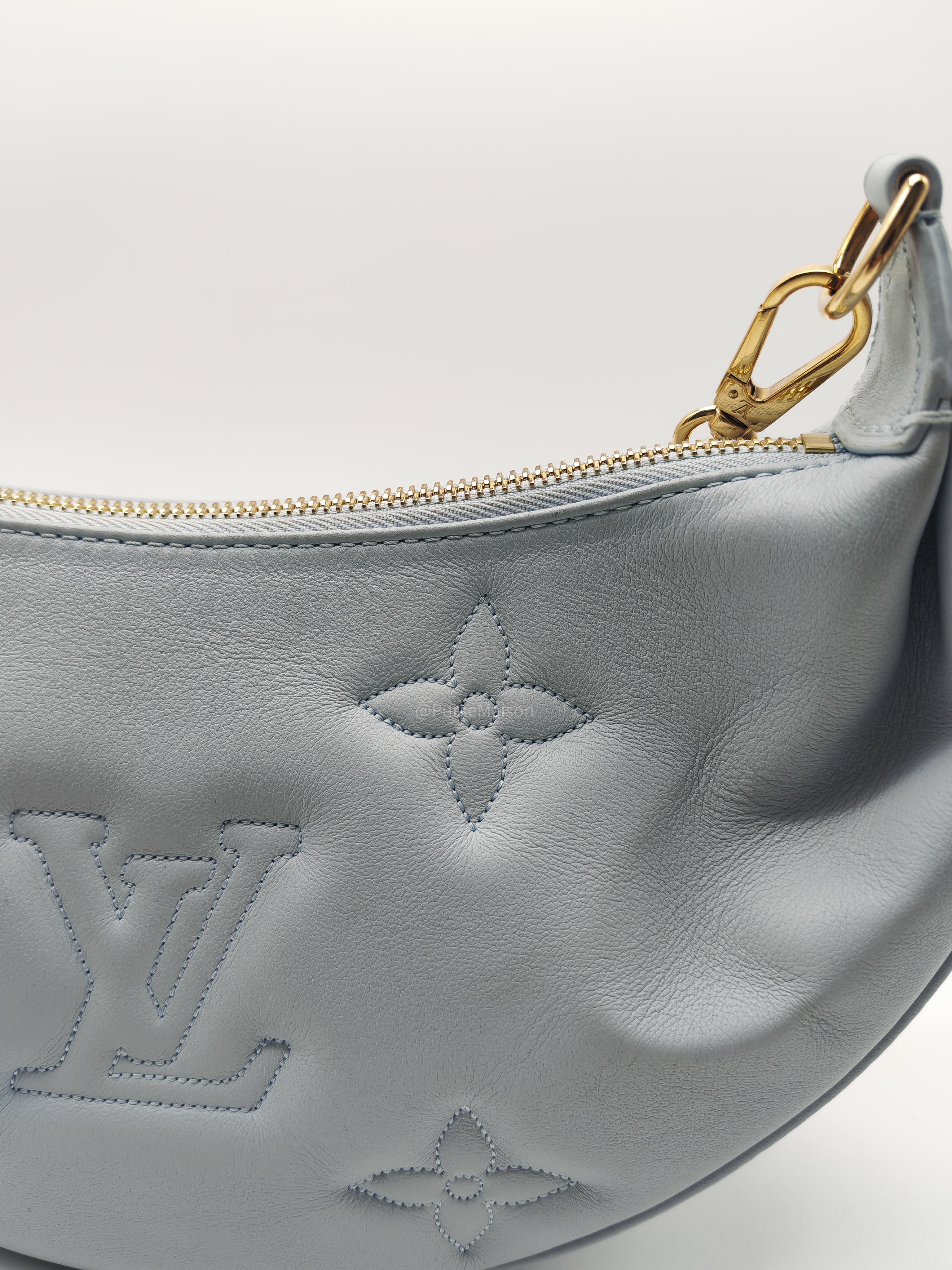 Louis Vuitton Bubblegram Over The Moon Shoulder Bag in Glacier Blue Calfskin Leather and Gold Hardware Microchip