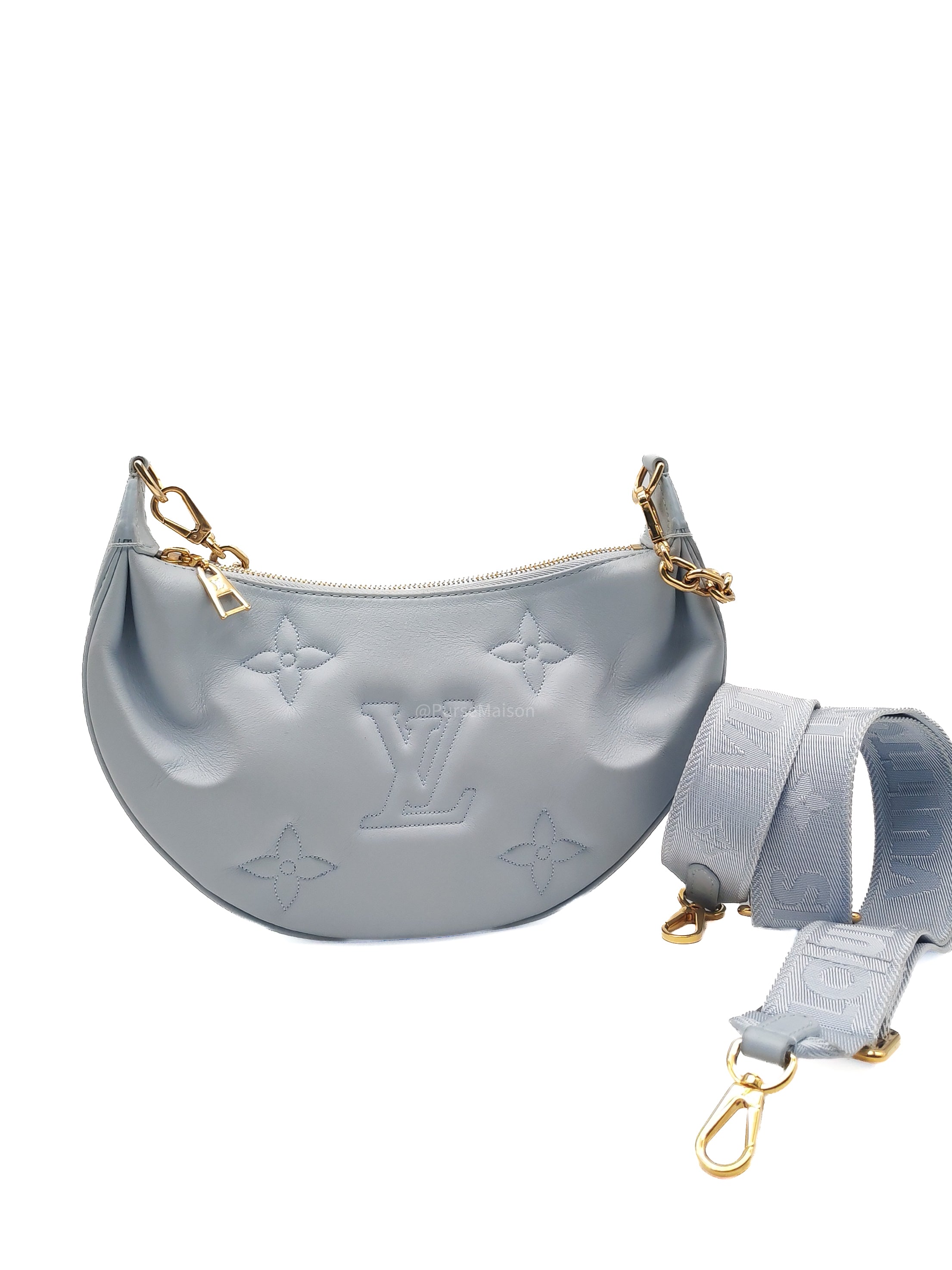 Louis Vuitton Bubblegram Over The Moon Shoulder Bag in Glacier Blue Calfskin Leather and Gold Hardware Microchip