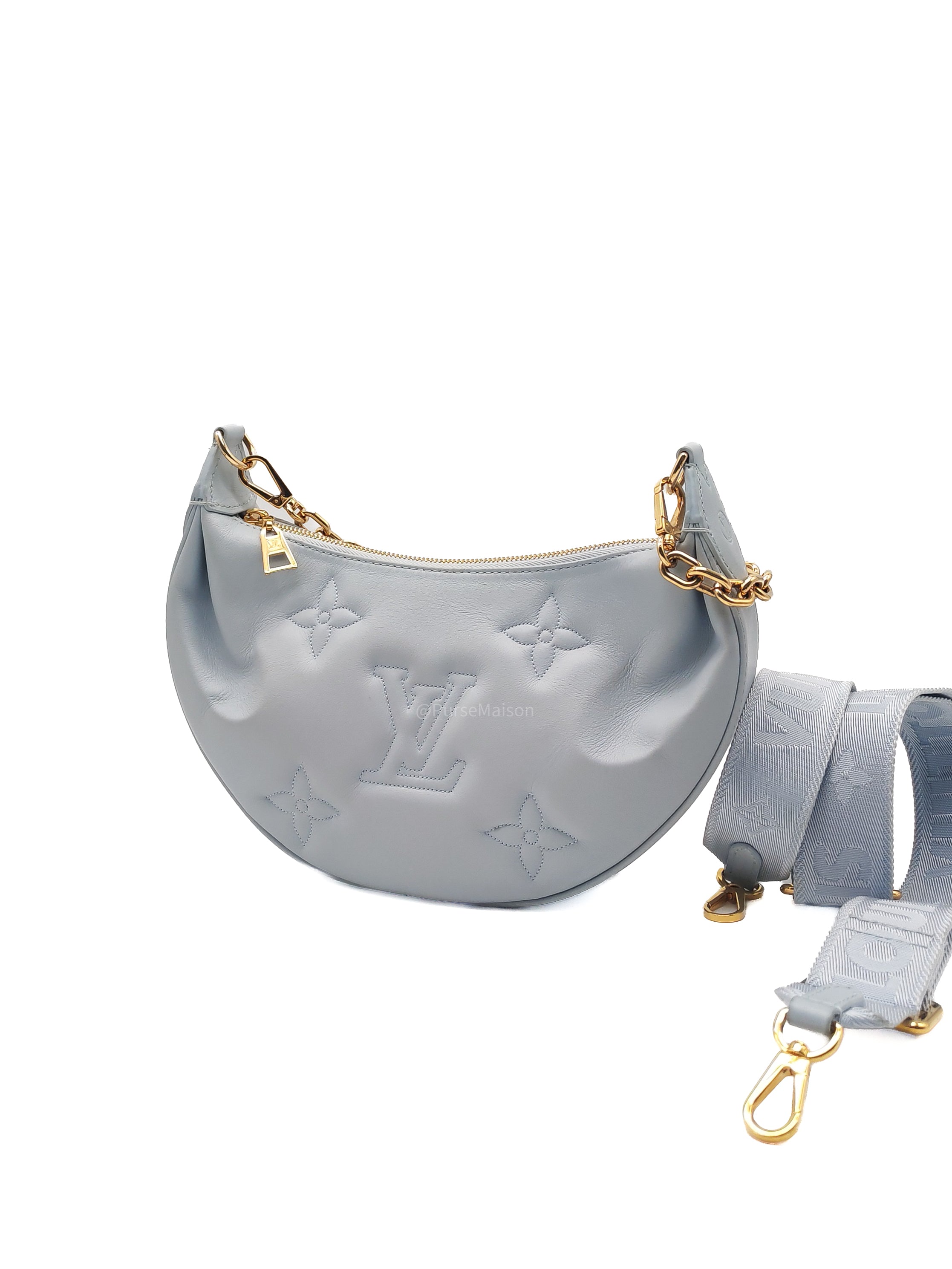 Louis Vuitton Bubblegram Over The Moon Shoulder Bag in Glacier Blue Calfskin Leather and Gold Hardware Microchip
