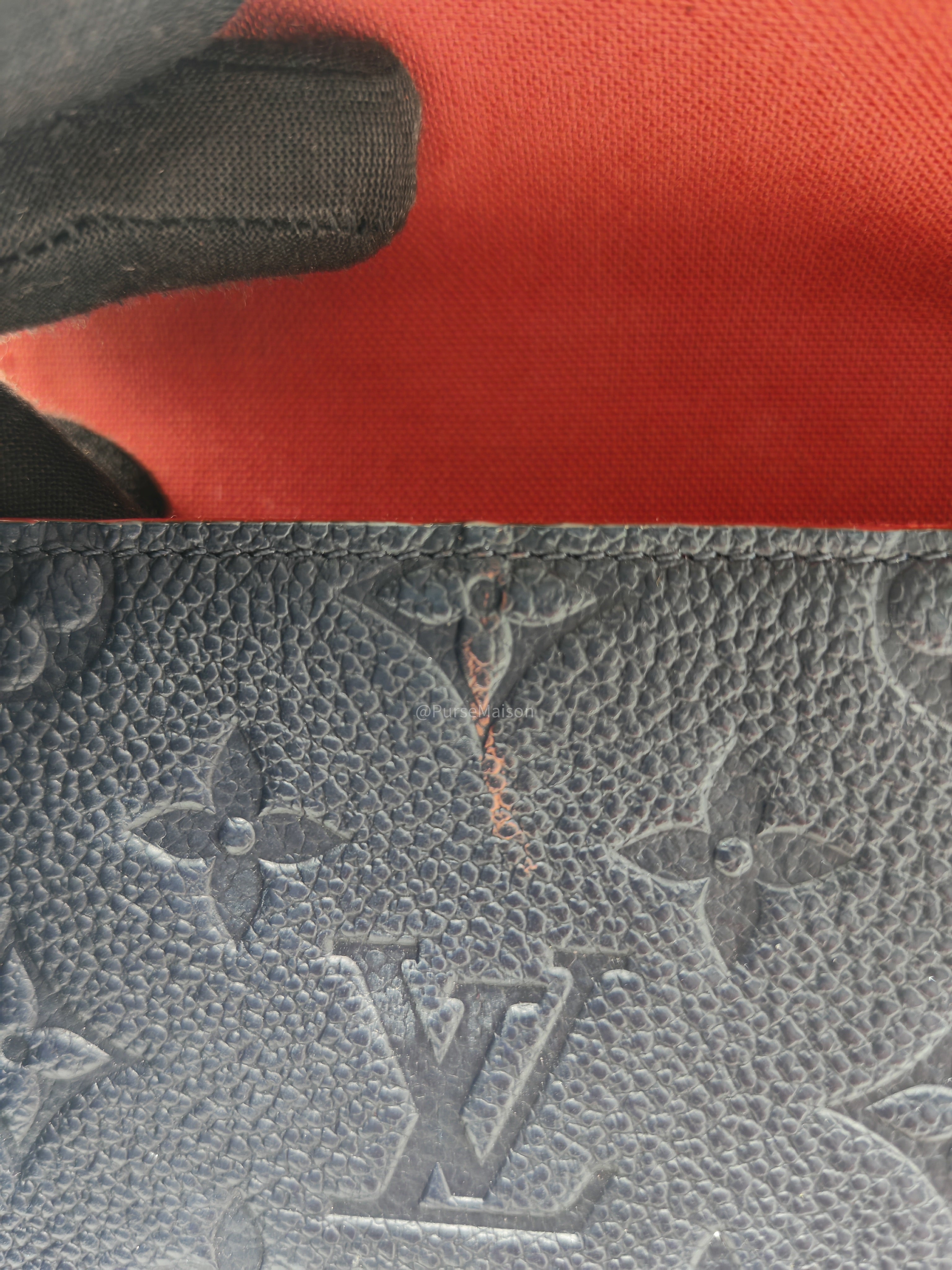 Louis Vuitton Pochette Felicie in Navy Blue Monogram Empreinte Leather and Gold Hardware (Datecode: NZ4119)