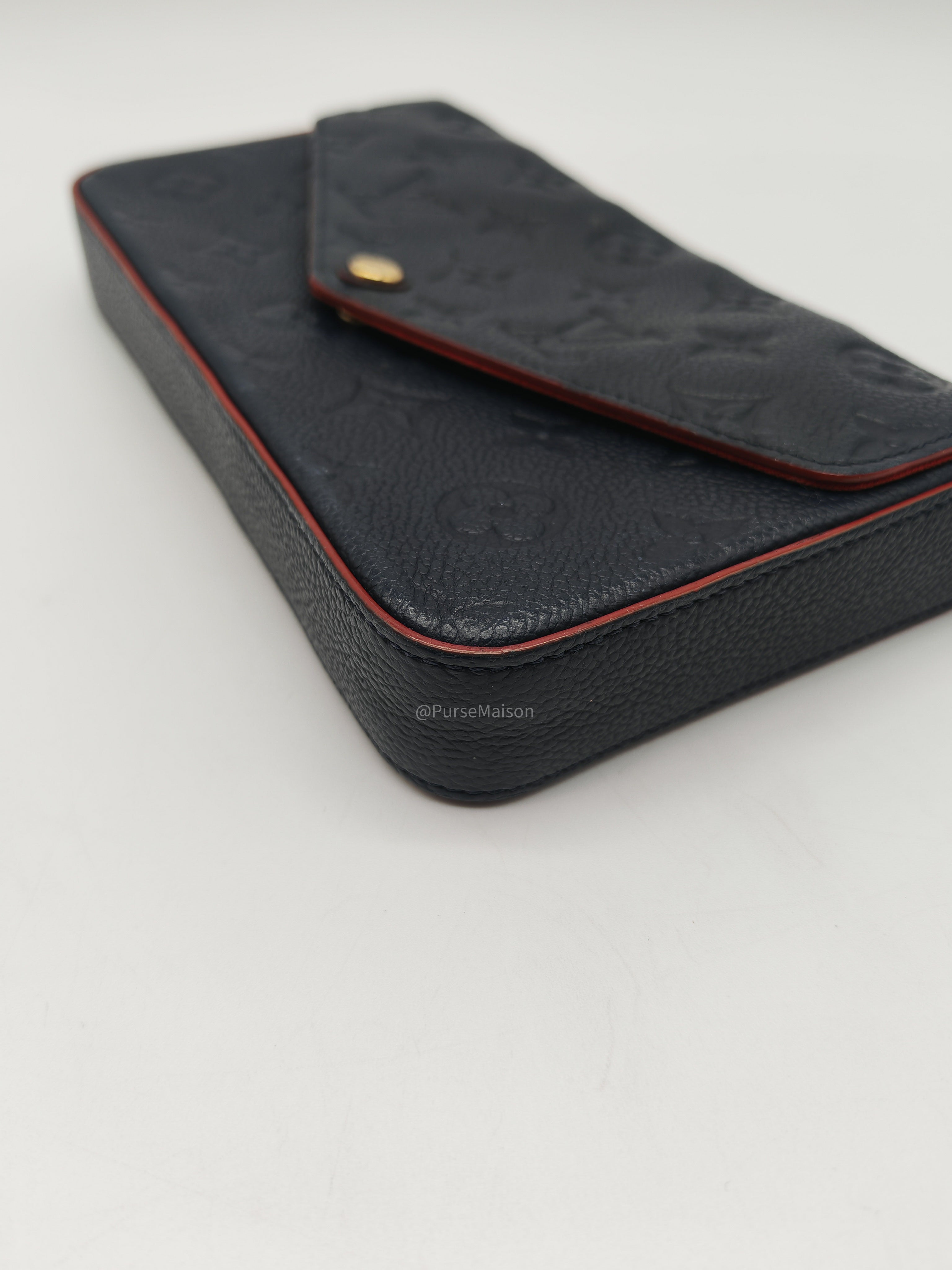 Louis Vuitton Pochette Felicie in Navy Blue Monogram Empreinte Leather and Gold Hardware (Datecode: NZ4119)