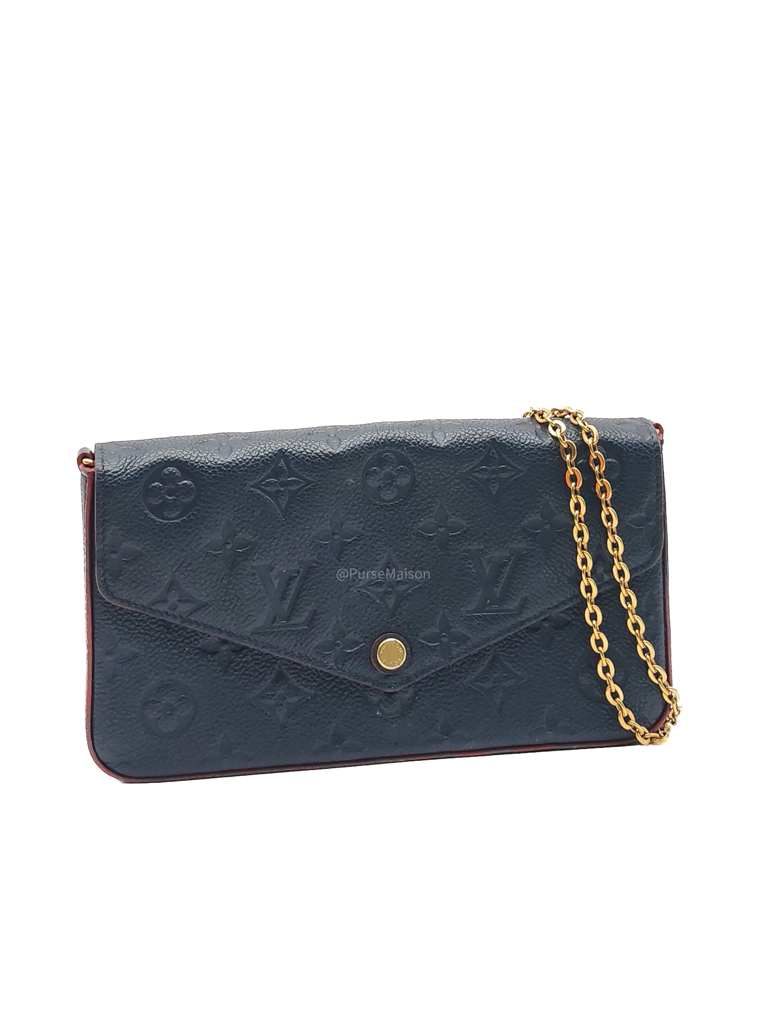Louis Vuitton Pochette Felicie in Navy Blue Monogram Empreinte Leather and Gold Hardware (Datecode: NZ4119)