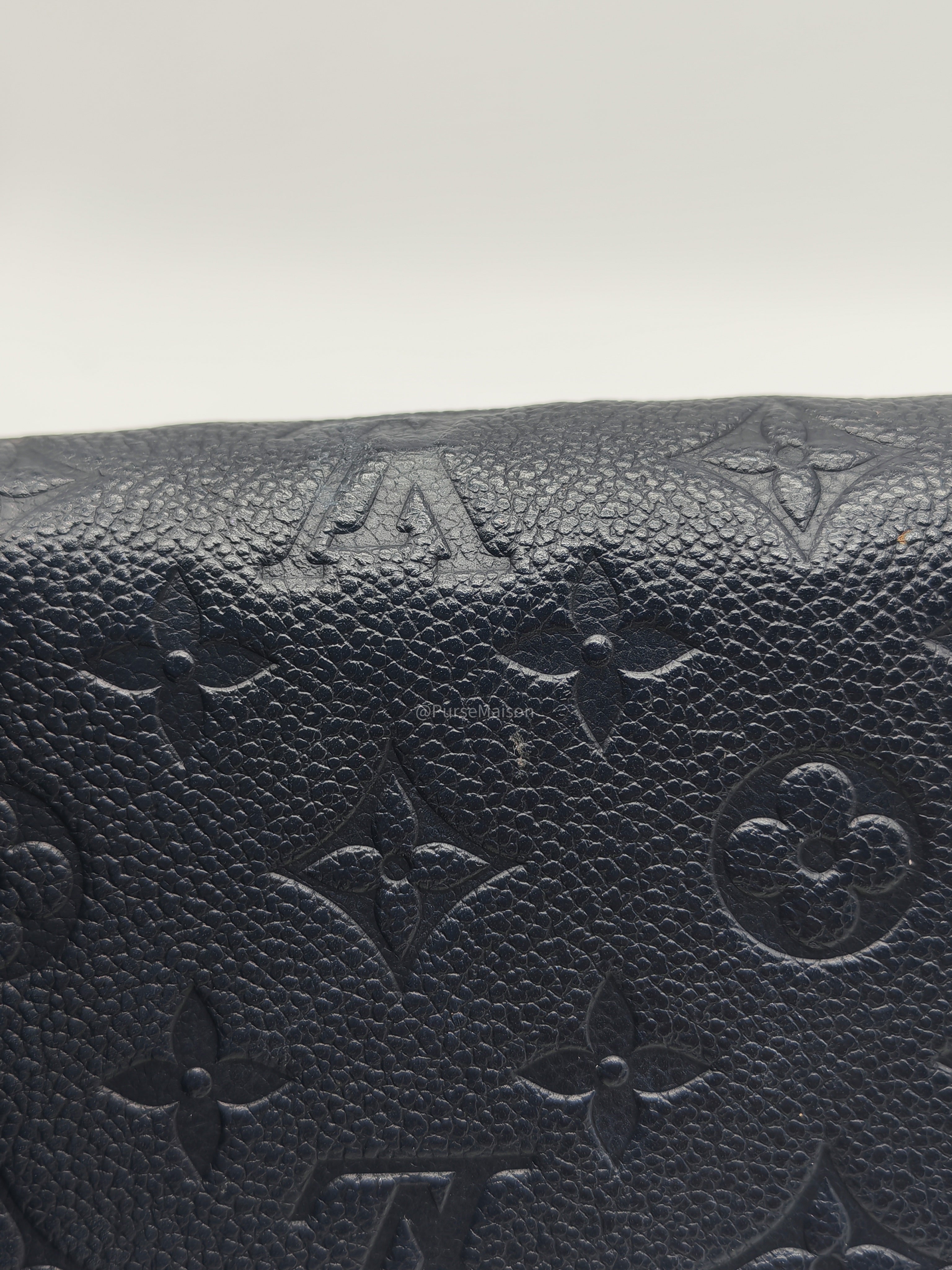 Louis Vuitton Pochette Felicie in Navy Blue Monogram Empreinte Leather and Gold Hardware (Datecode: NZ4119)