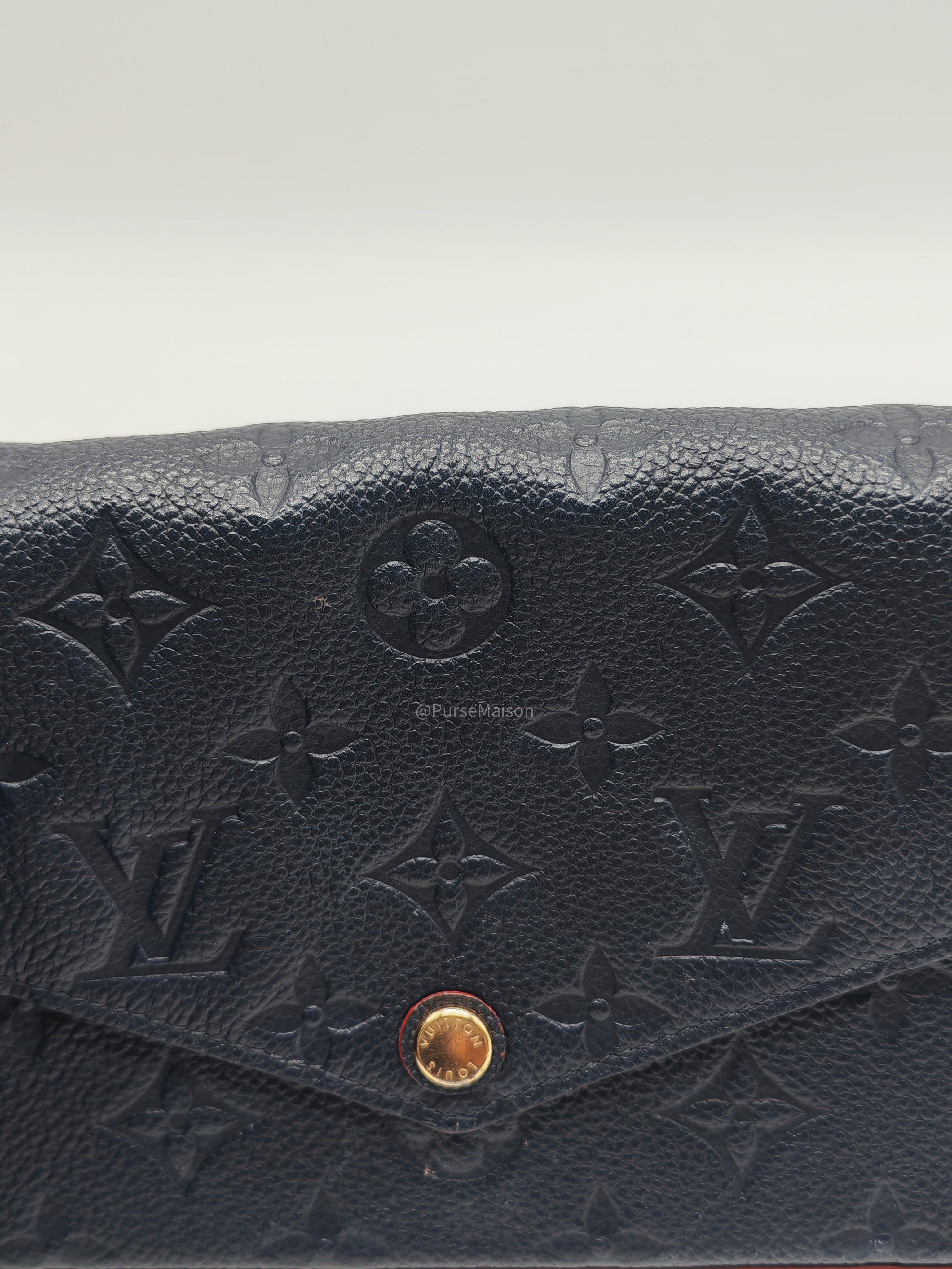 Louis Vuitton Pochette Felicie in Navy Blue Monogram Empreinte Leather and Gold Hardware (Datecode: NZ4119)