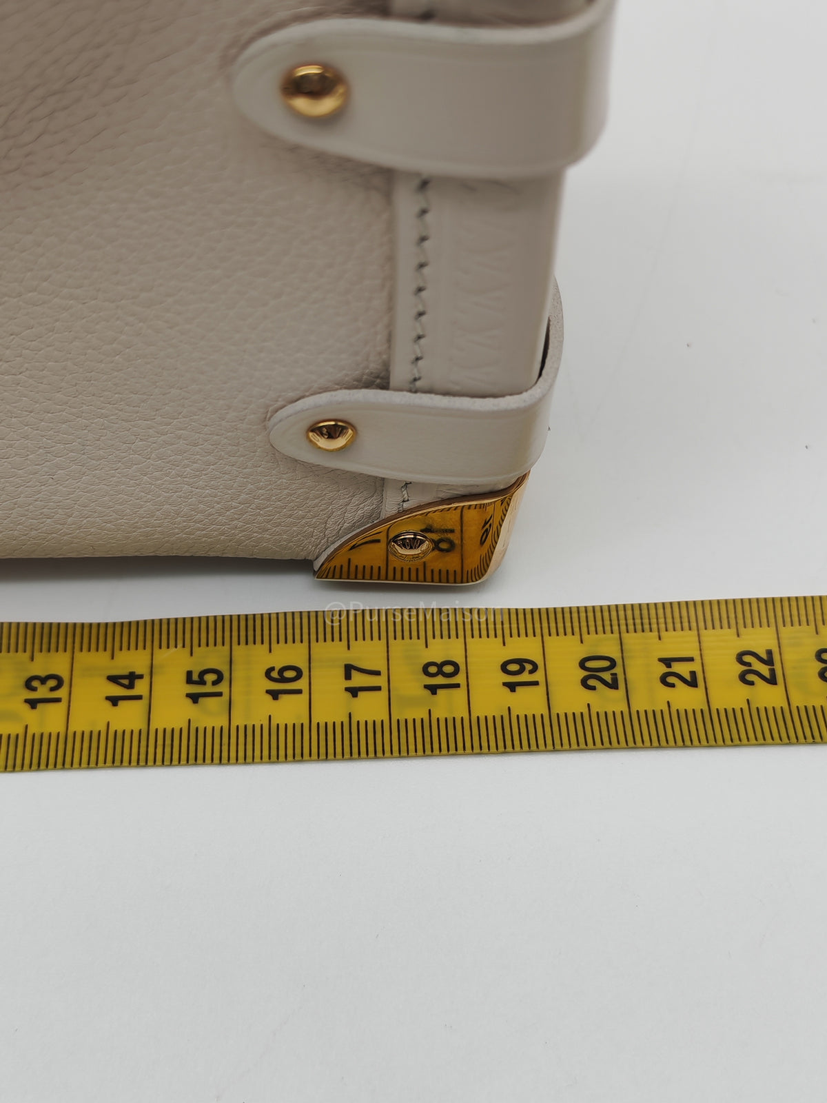 Louis Vuitton Side Trunk PM in Chalk Grained Calfskin Leather and Gold Hardware Microchip