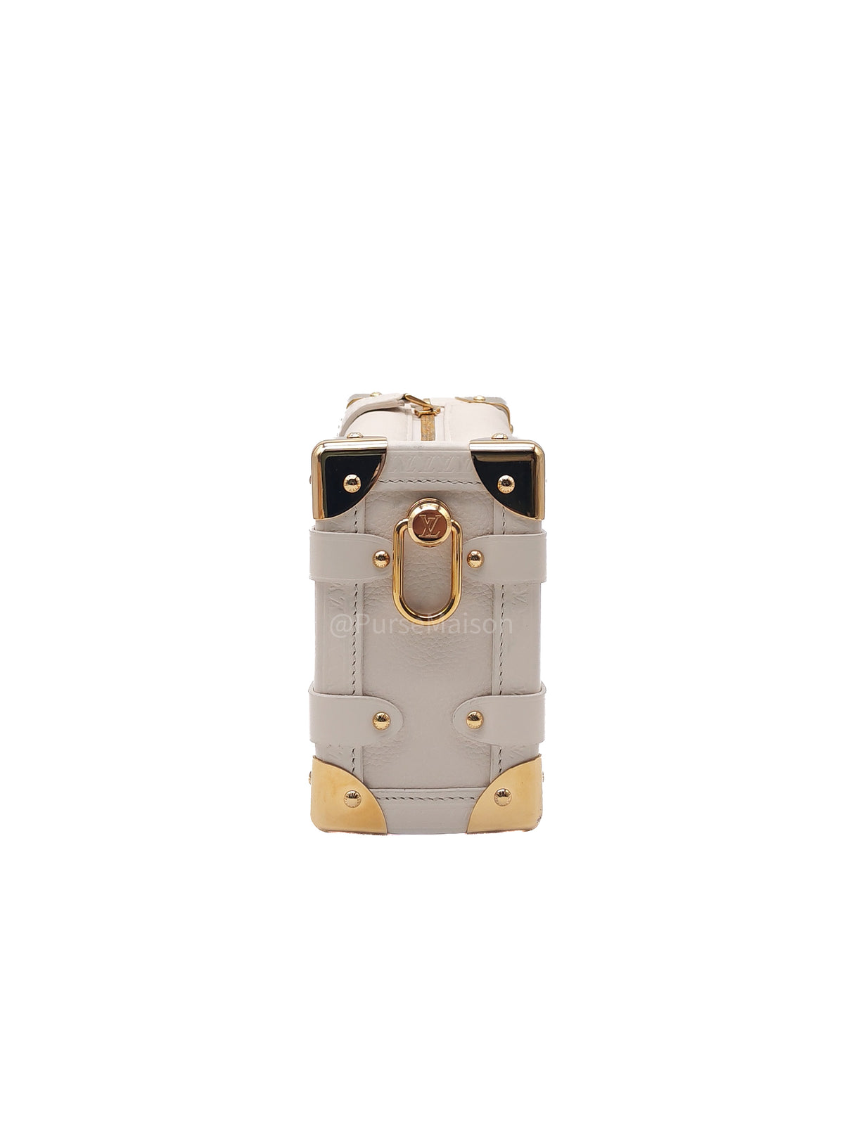 Louis Vuitton Side Trunk PM in Chalk Grained Calfskin Leather and Gold Hardware Microchip