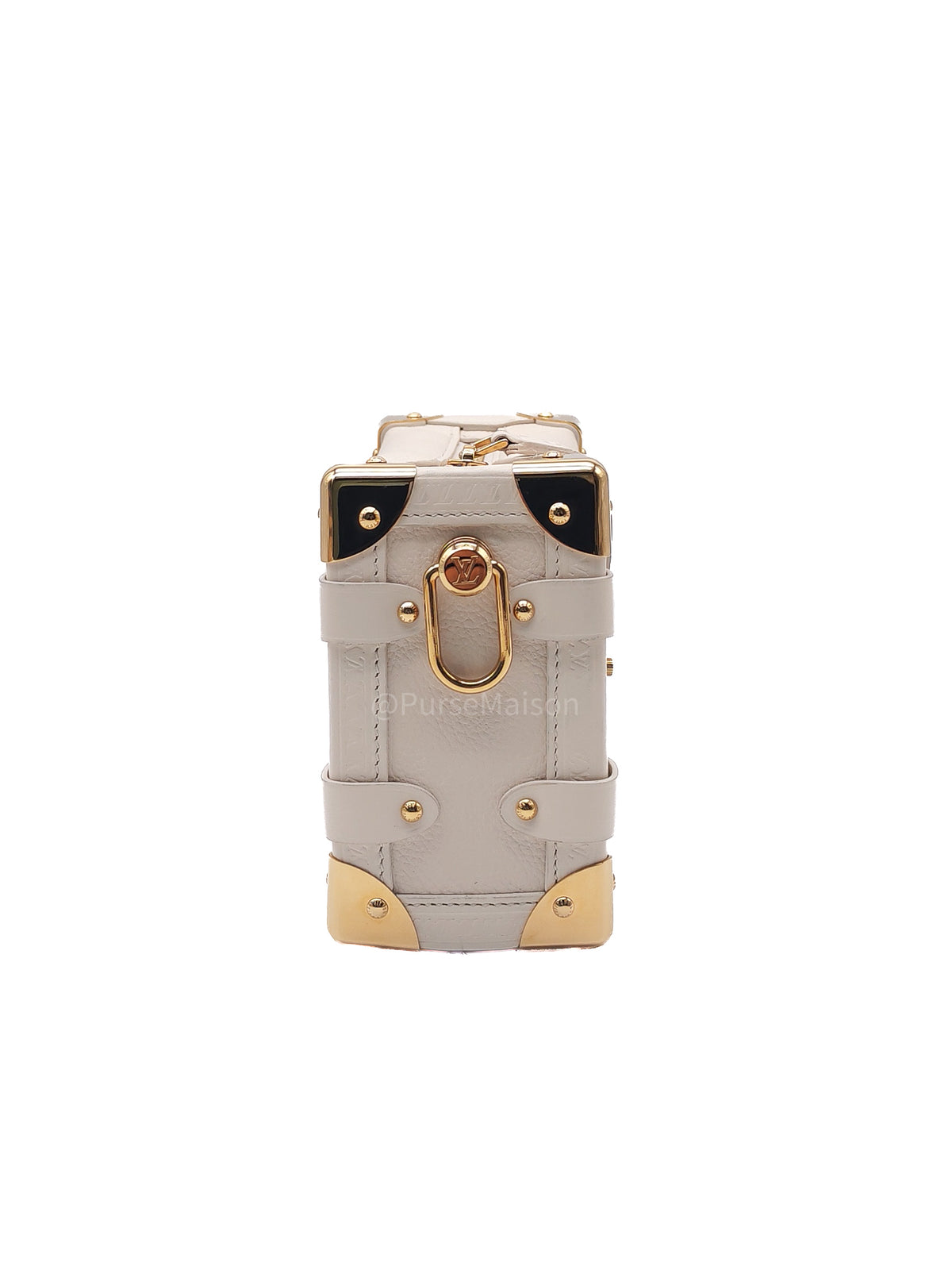 Louis Vuitton Side Trunk PM in Chalk Grained Calfskin Leather and Gold Hardware Microchip