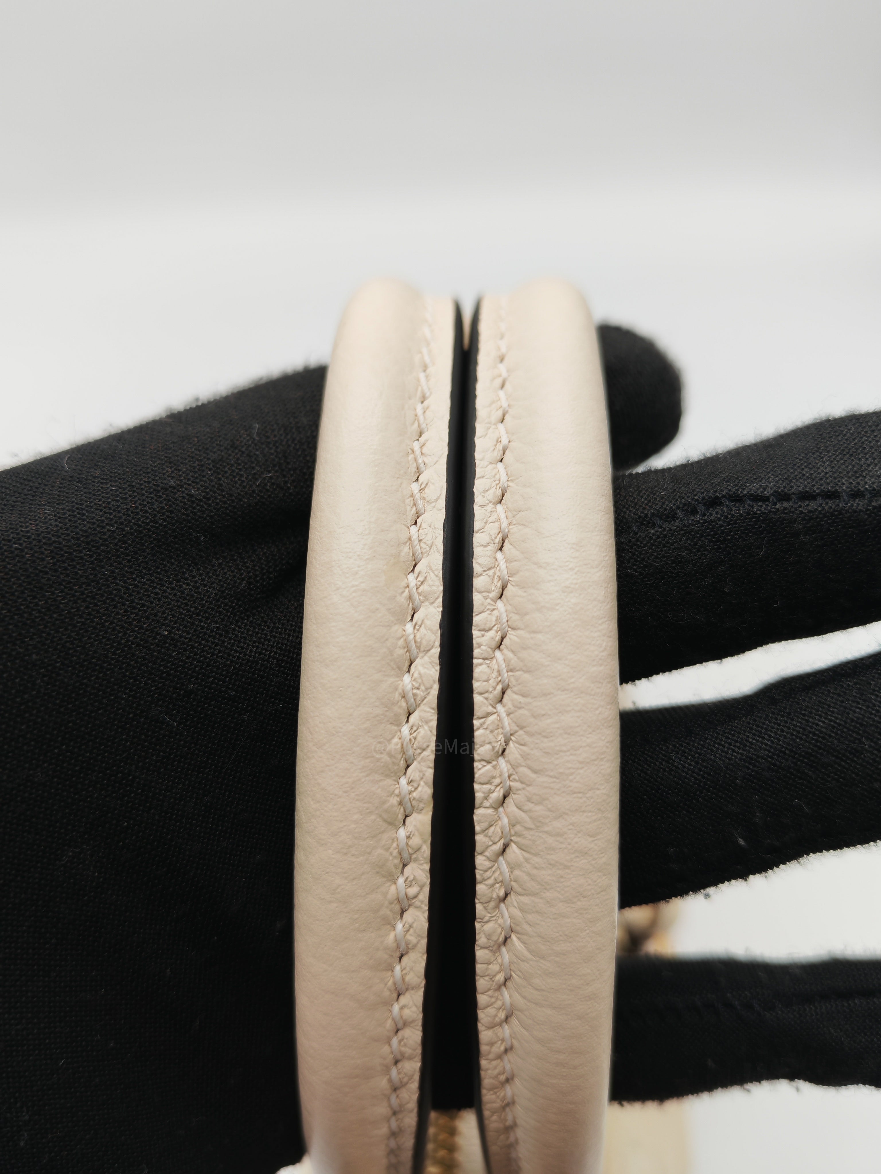 Louis Vuitton Trianon PM Handbag in Cream Grained Cowhide Leather and Gold Hardware Microchip