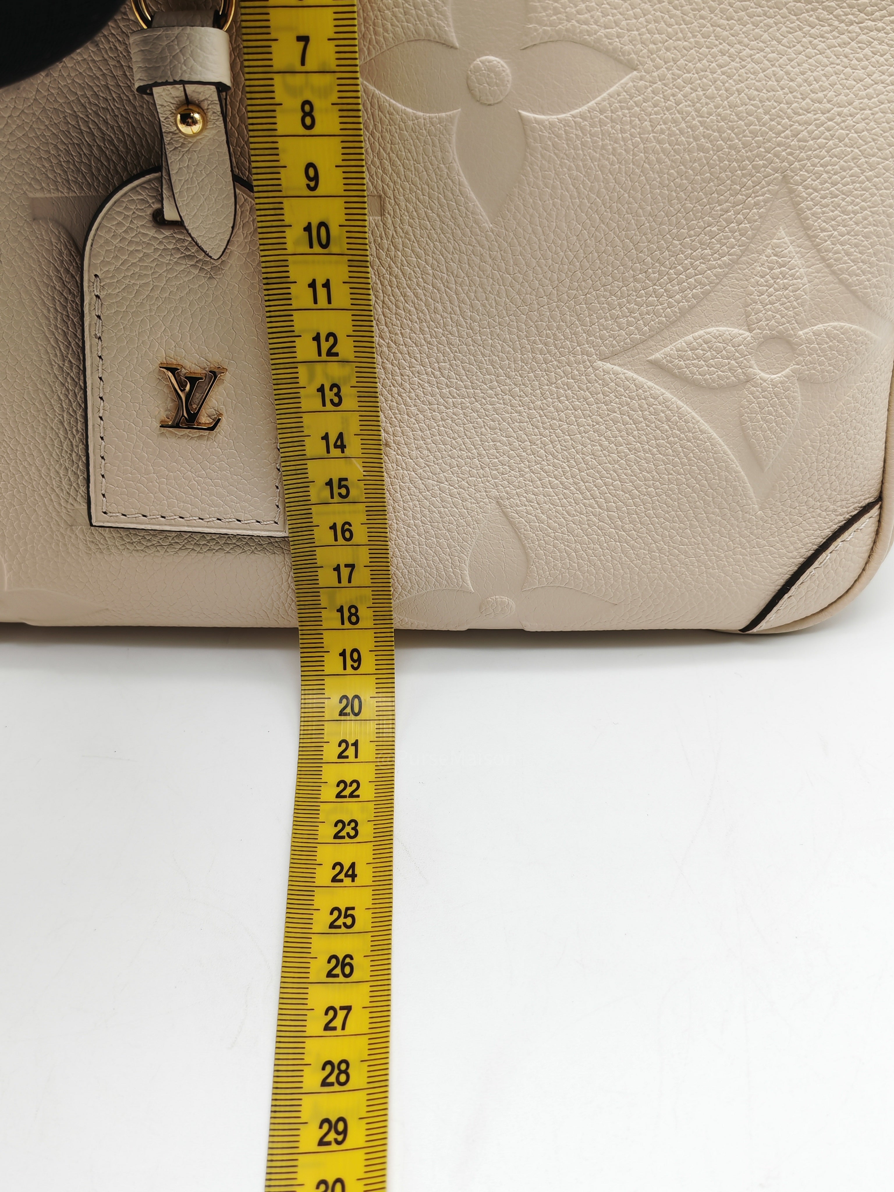 Louis Vuitton Trianon PM Handbag in Cream Grained Cowhide Leather and Gold Hardware Microchip