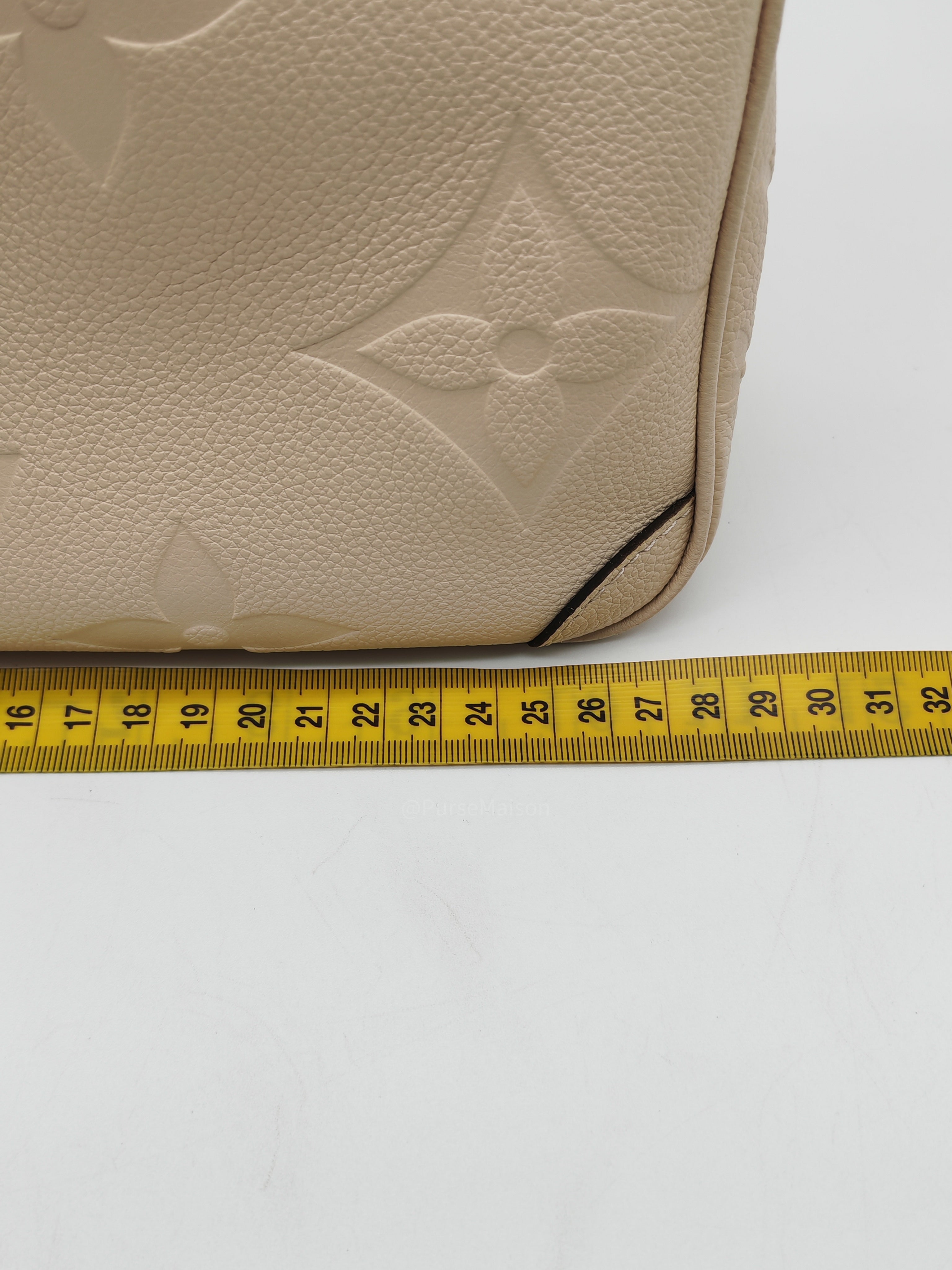 Louis Vuitton Trianon PM Handbag in Cream Grained Cowhide Leather and Gold Hardware Microchip
