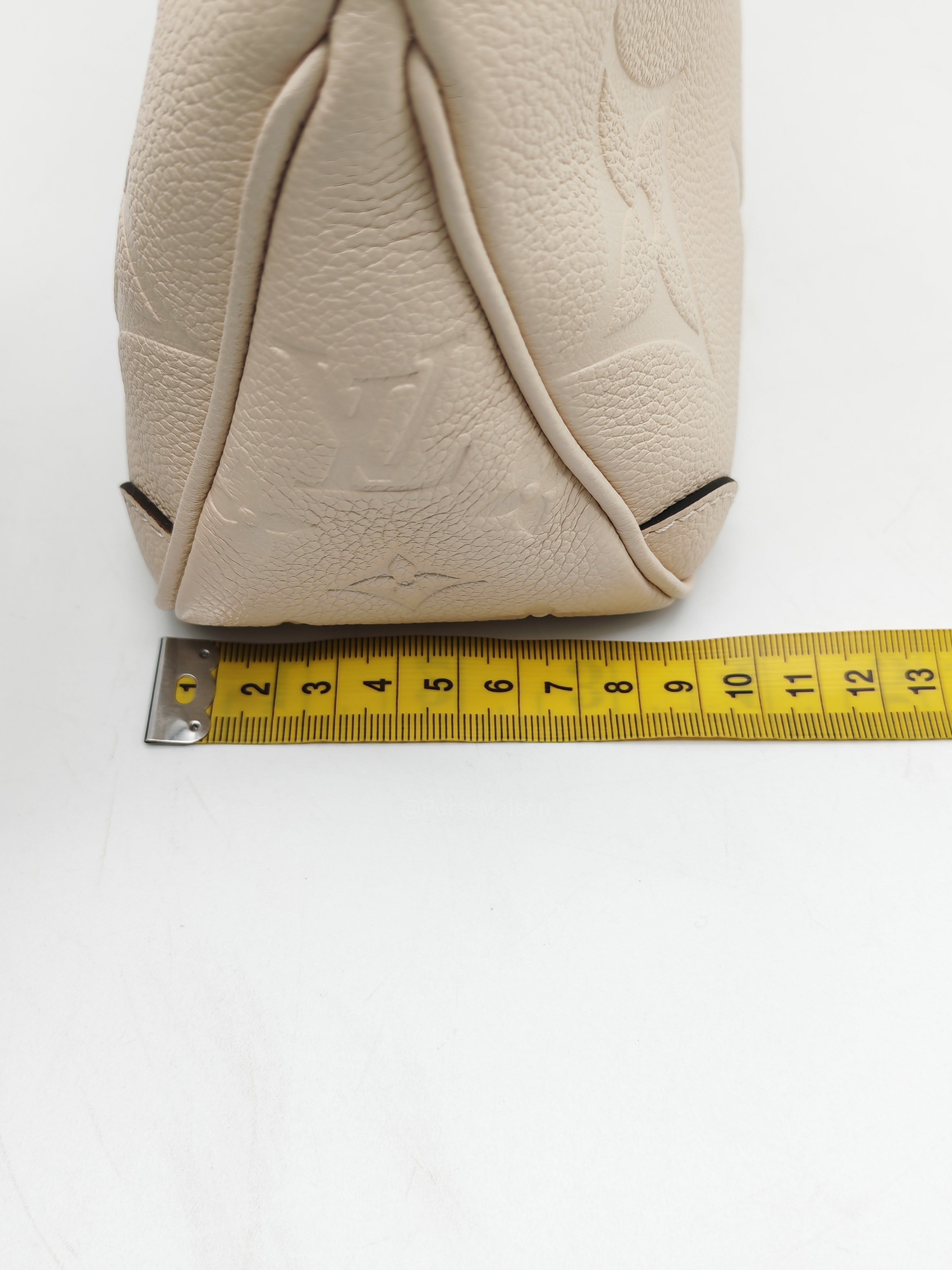 Louis Vuitton Trianon PM Handbag in Cream Grained Cowhide Leather and Gold Hardware Microchip