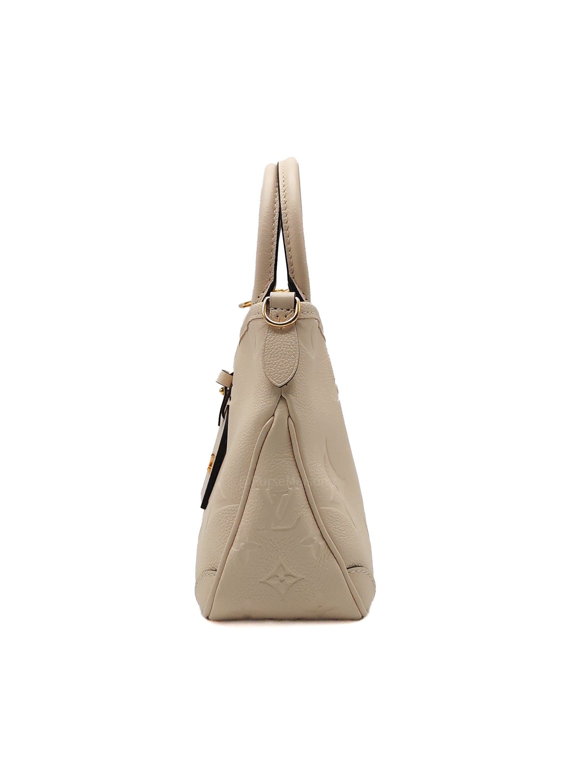Louis Vuitton Trianon PM Handbag in Cream Grained Cowhide Leather and Gold Hardware Microchip