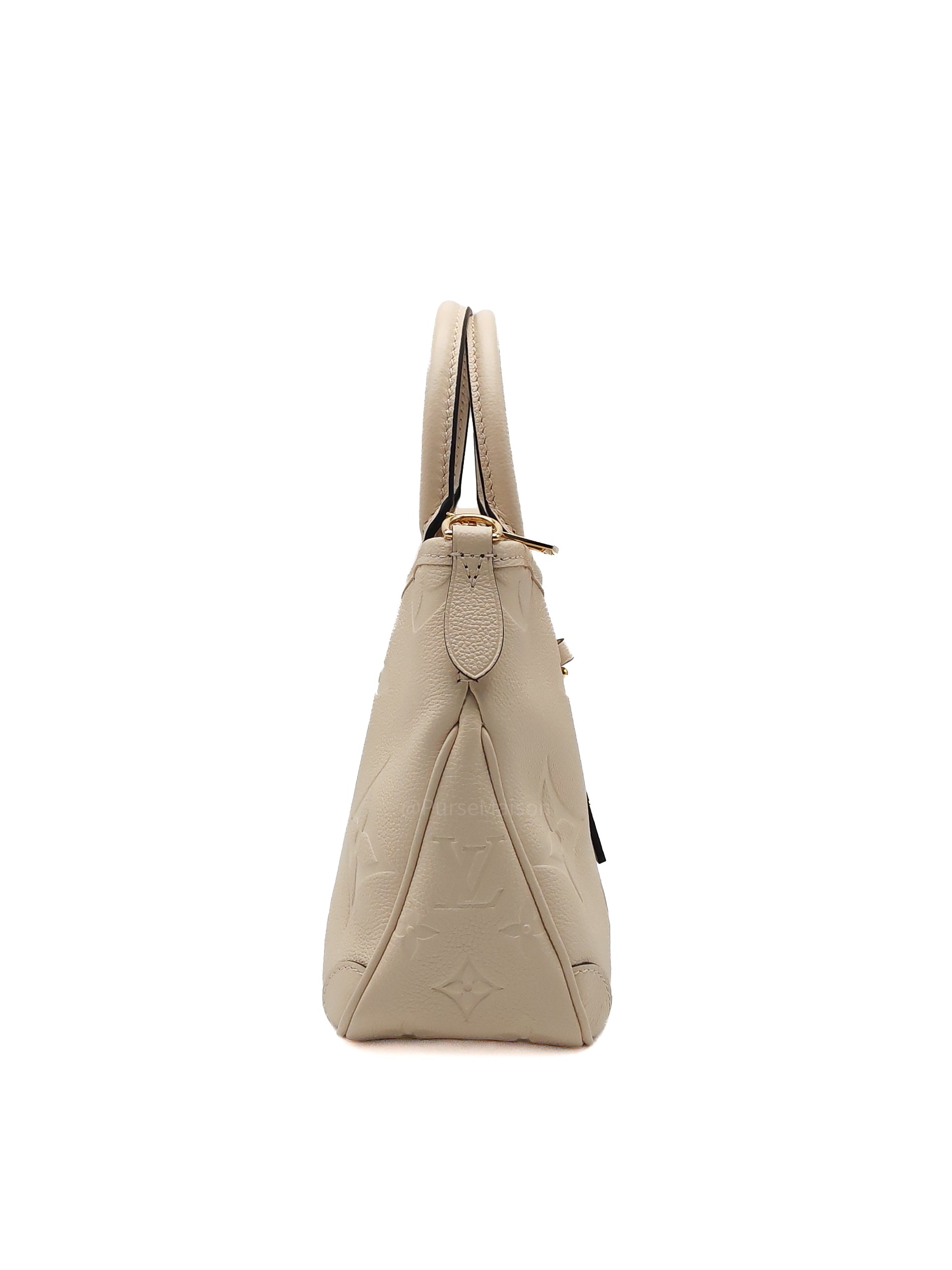 Louis Vuitton Trianon PM Handbag in Cream Grained Cowhide Leather and Gold Hardware Microchip
