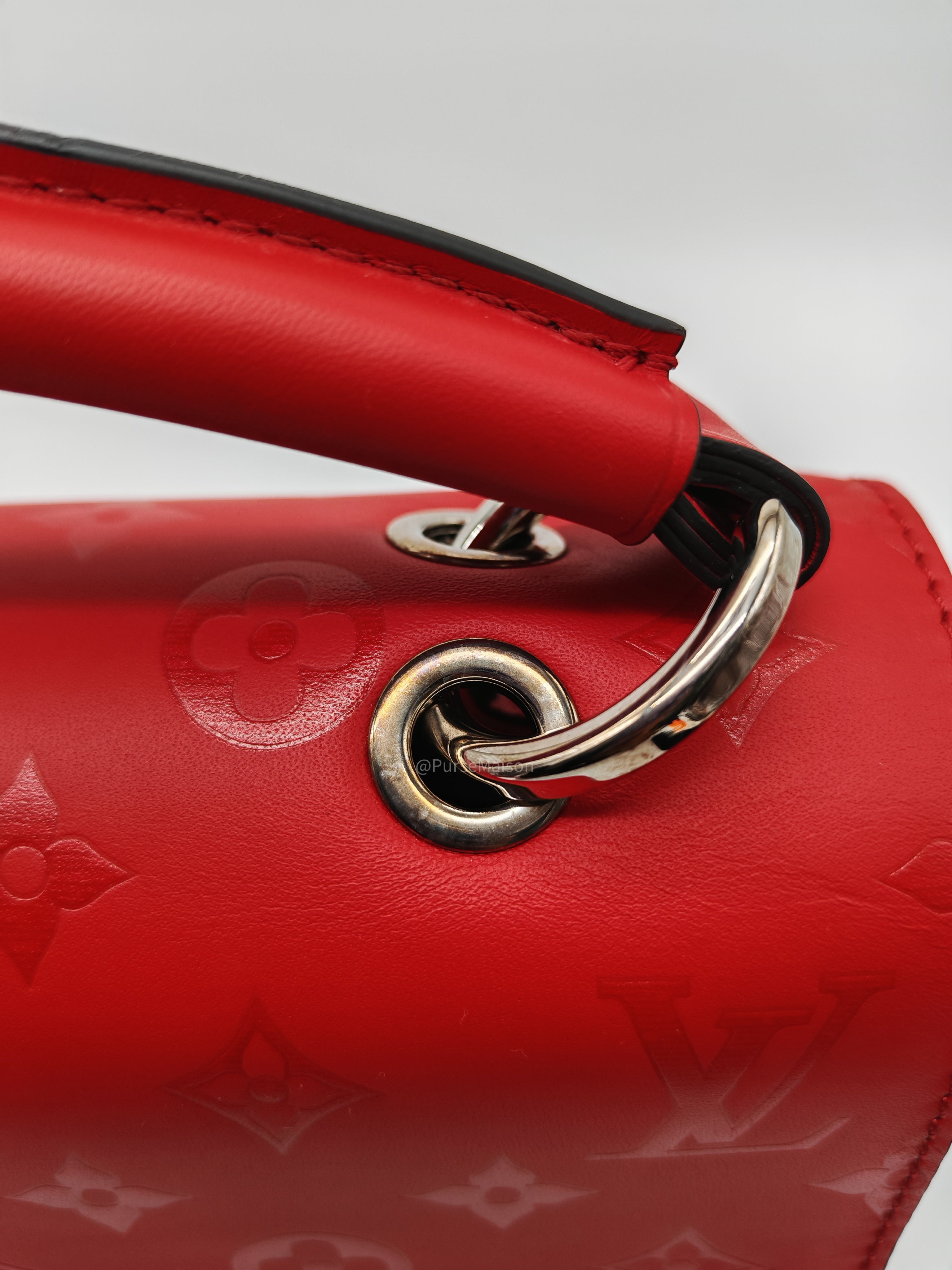 Louis Vuitton Very One Handle Bag in Red Rubis Monogram Leather and Silver Hardware (Datecode: AH2138)