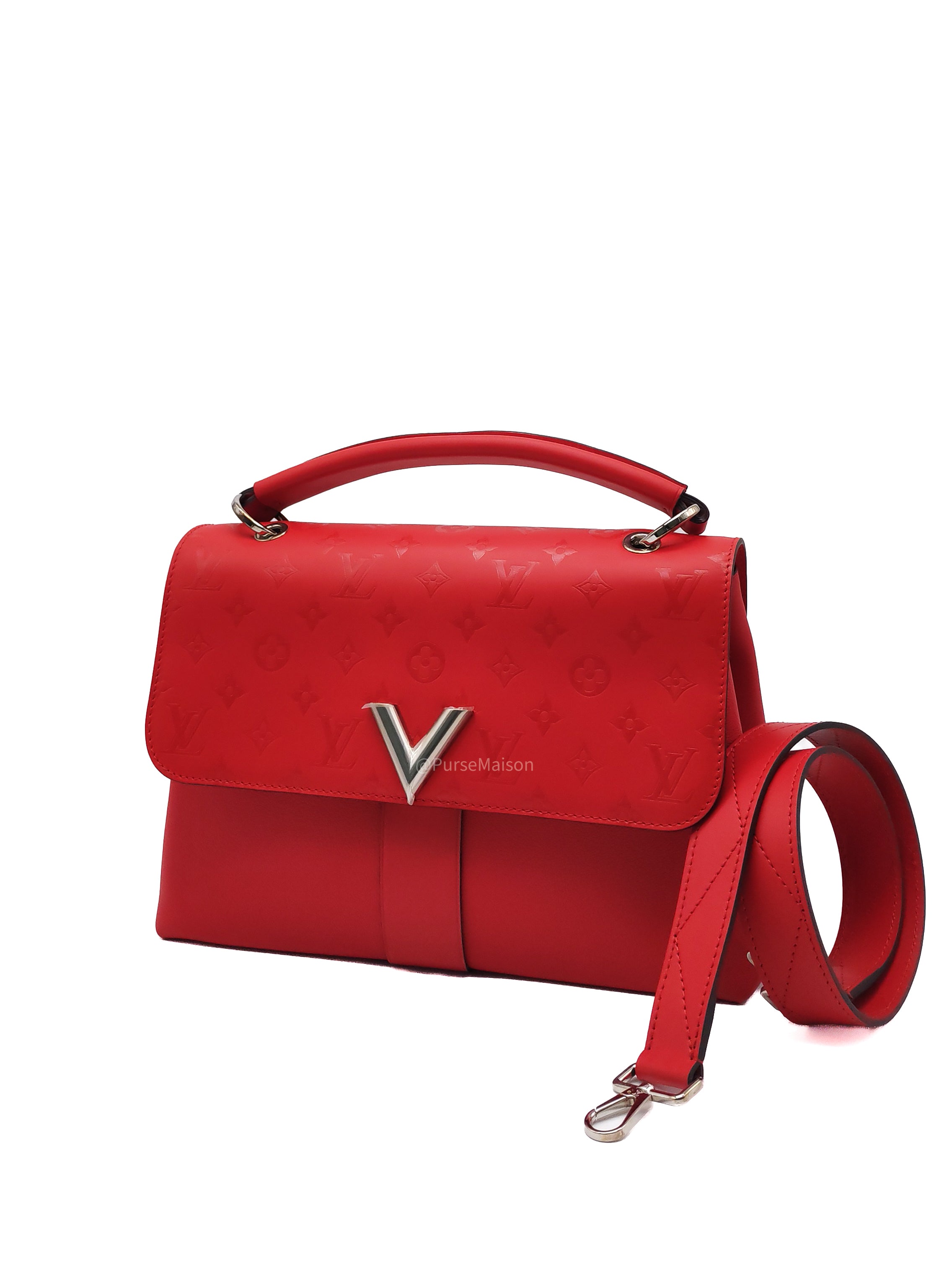 Louis Vuitton Very One Handle Bag in Red Rubis Monogram Leather and Silver Hardware (Datecode: AH2138)