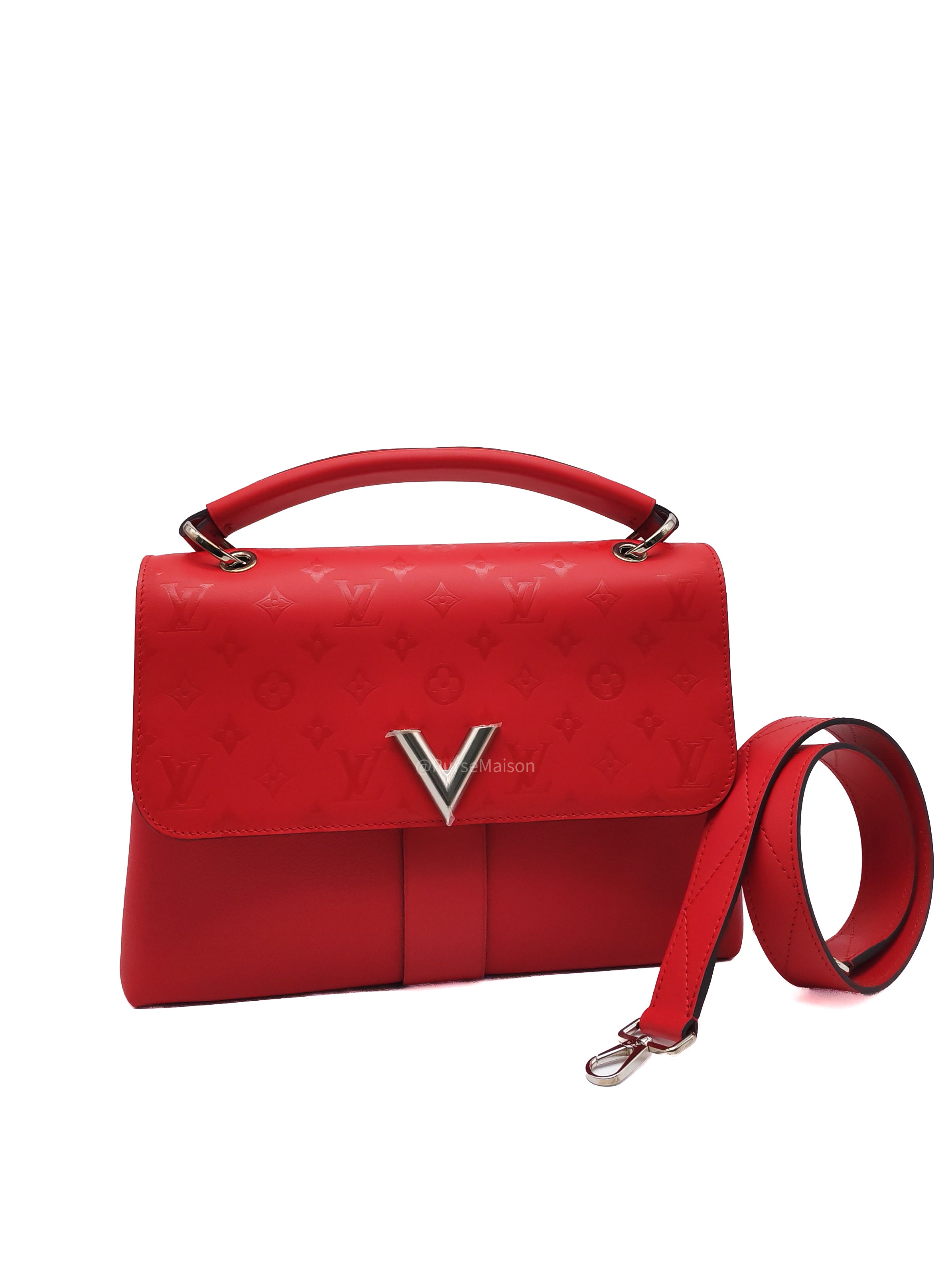 Louis Vuitton Very One Handle Bag in Red Rubis Monogram Leather and Silver Hardware (Datecode: AH2138)
