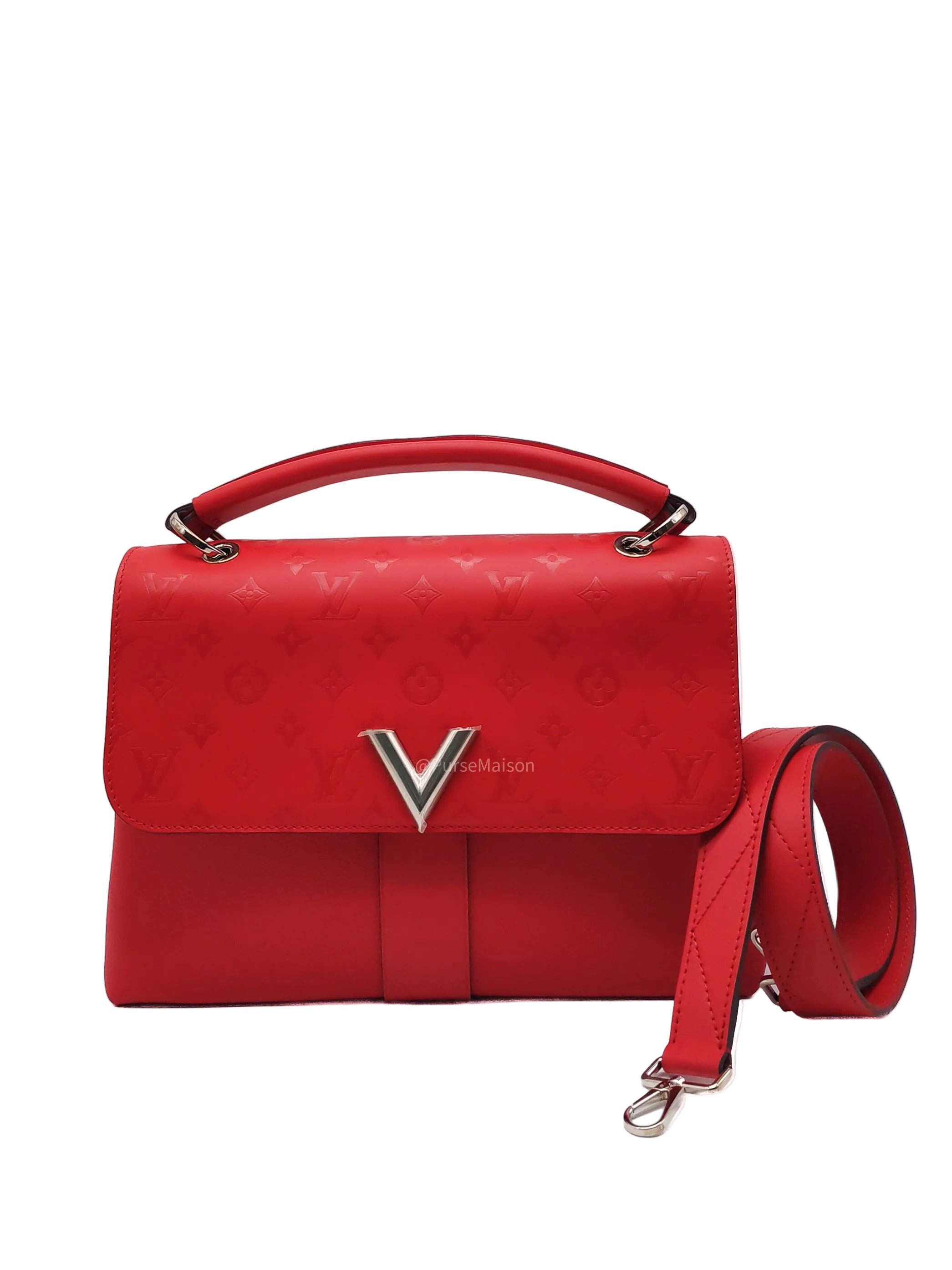 Louis Vuitton Very One Handle Bag in Red Rubis Monogram Leather and Silver Hardware (Datecode: AH2138)