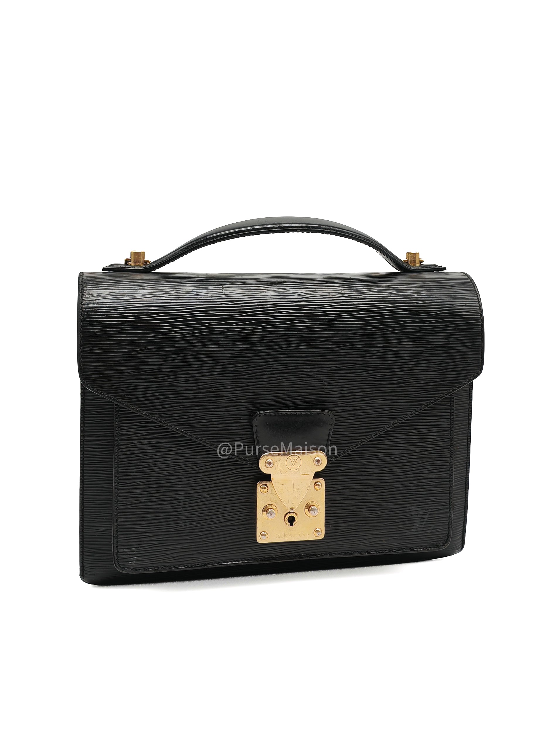 Louis Vuitton Monceau 28 in Black Epi Leather and Gold Hardware (Datecode: SR1002)