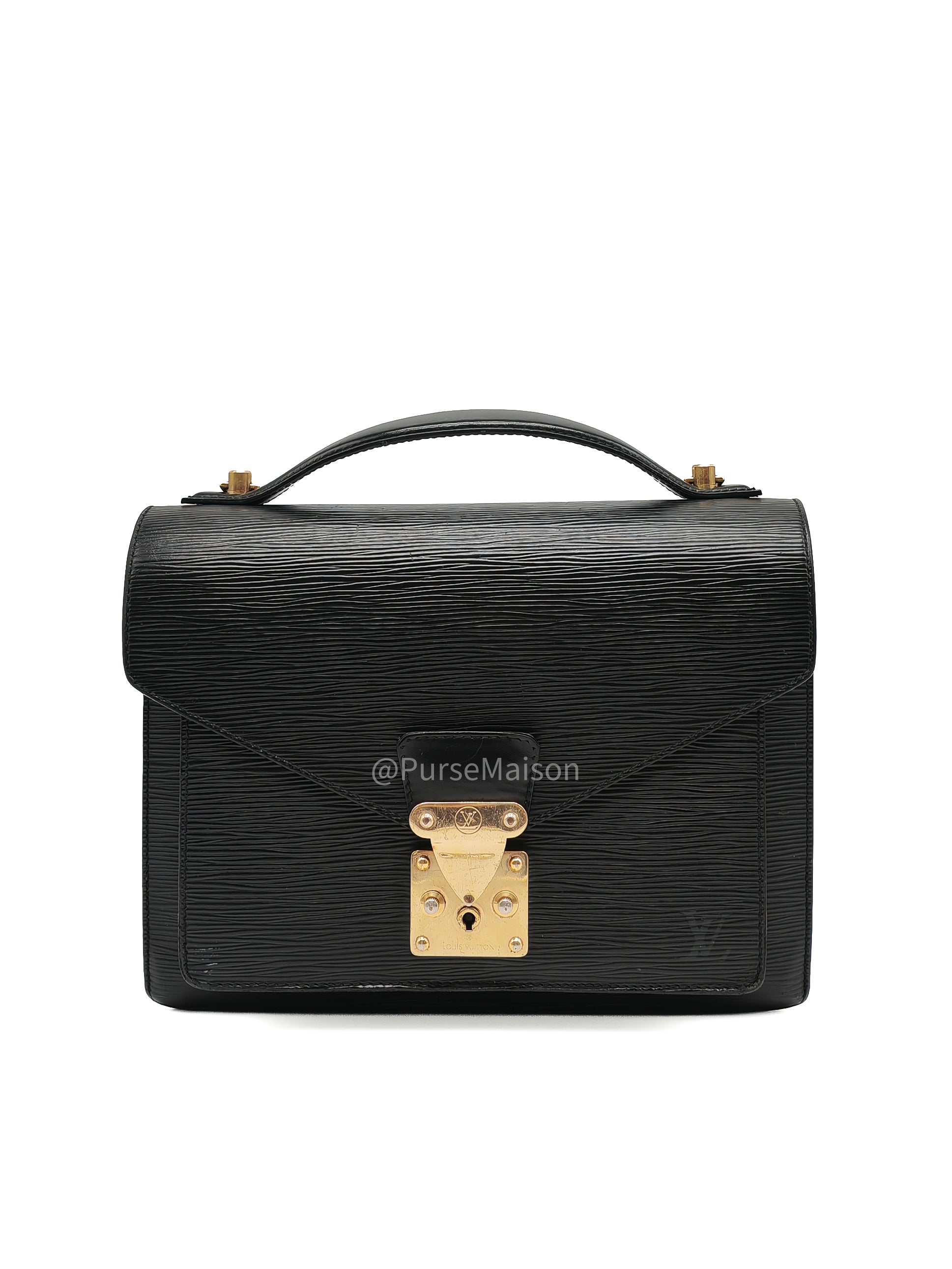 Louis Vuitton Monceau 28 in Black Epi Leather and Gold Hardware (Datecode: SR1002)