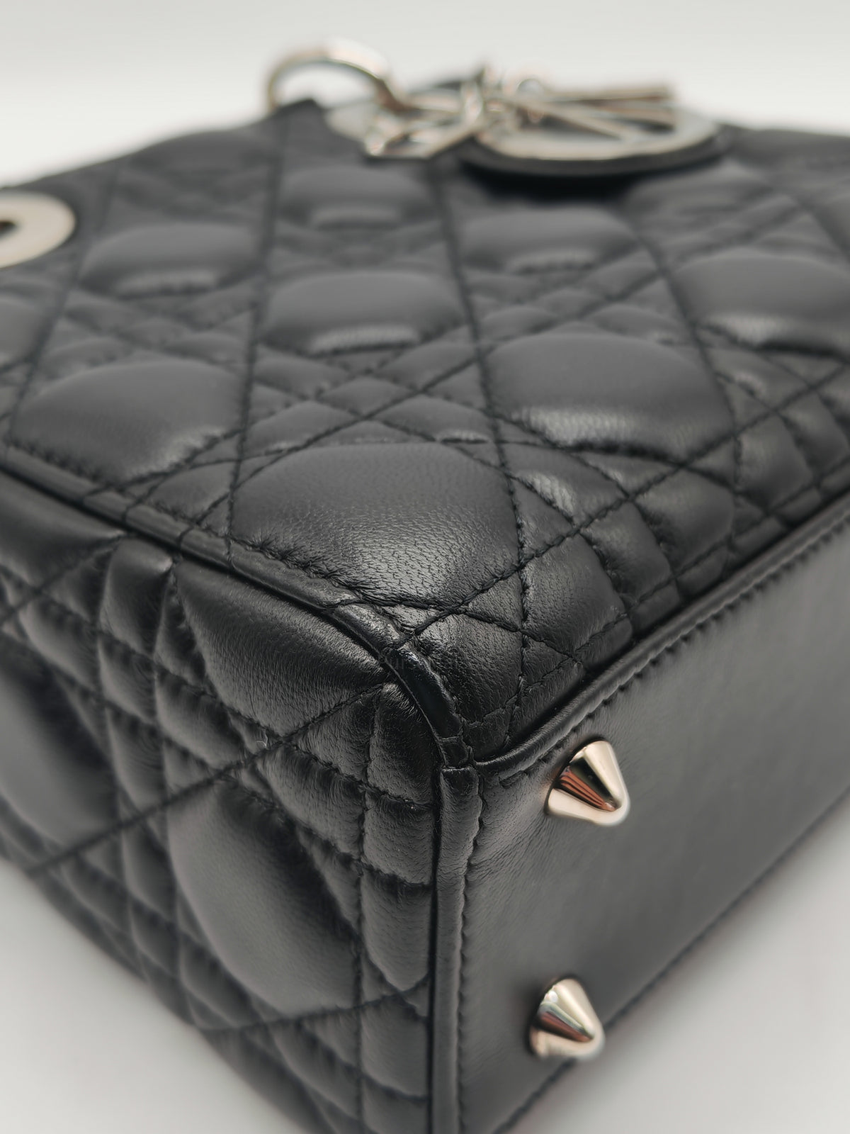 Christian Dior Lady Dior MyABCDior Small in Black Quilted Cannage Lambskin Leather and SIlver Hardware
