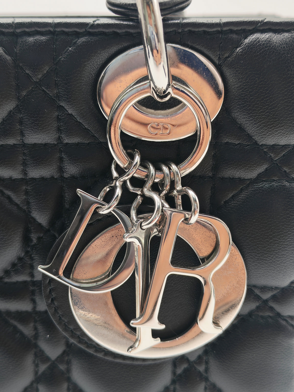 Christian Dior Lady Dior MyABCDior Small in Black Quilted Cannage Lambskin Leather and SIlver Hardware