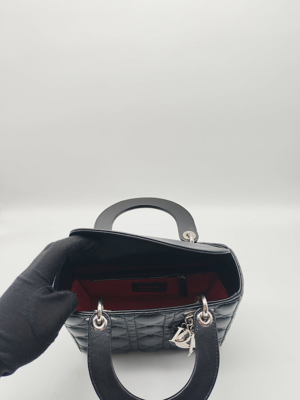 Christian Dior Lady Dior MyABCDior Small in Black Quilted Cannage Lambskin Leather and SIlver Hardware