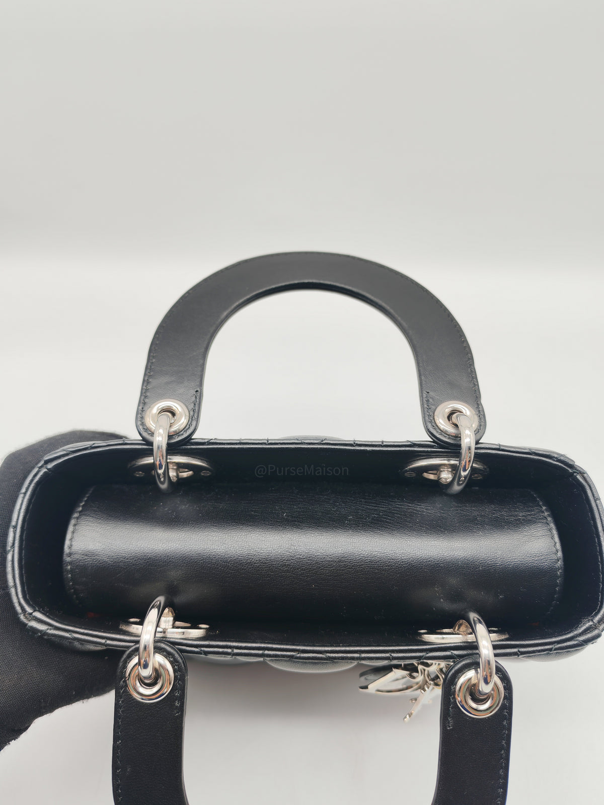 Christian Dior Lady Dior MyABCDior Small in Black Quilted Cannage Lambskin Leather and SIlver Hardware