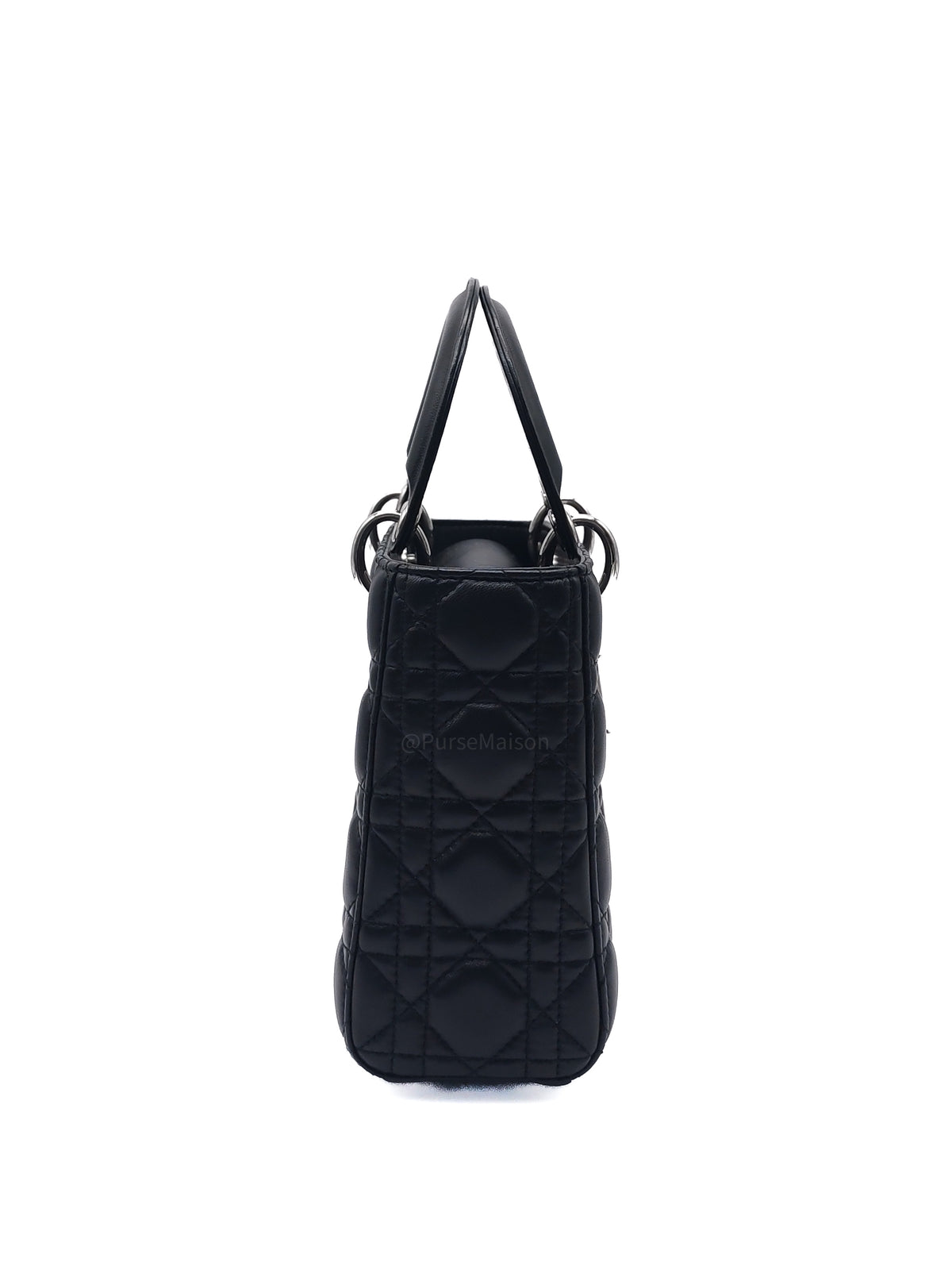 Christian Dior Lady Dior MyABCDior Small in Black Quilted Cannage Lambskin Leather and SIlver Hardware