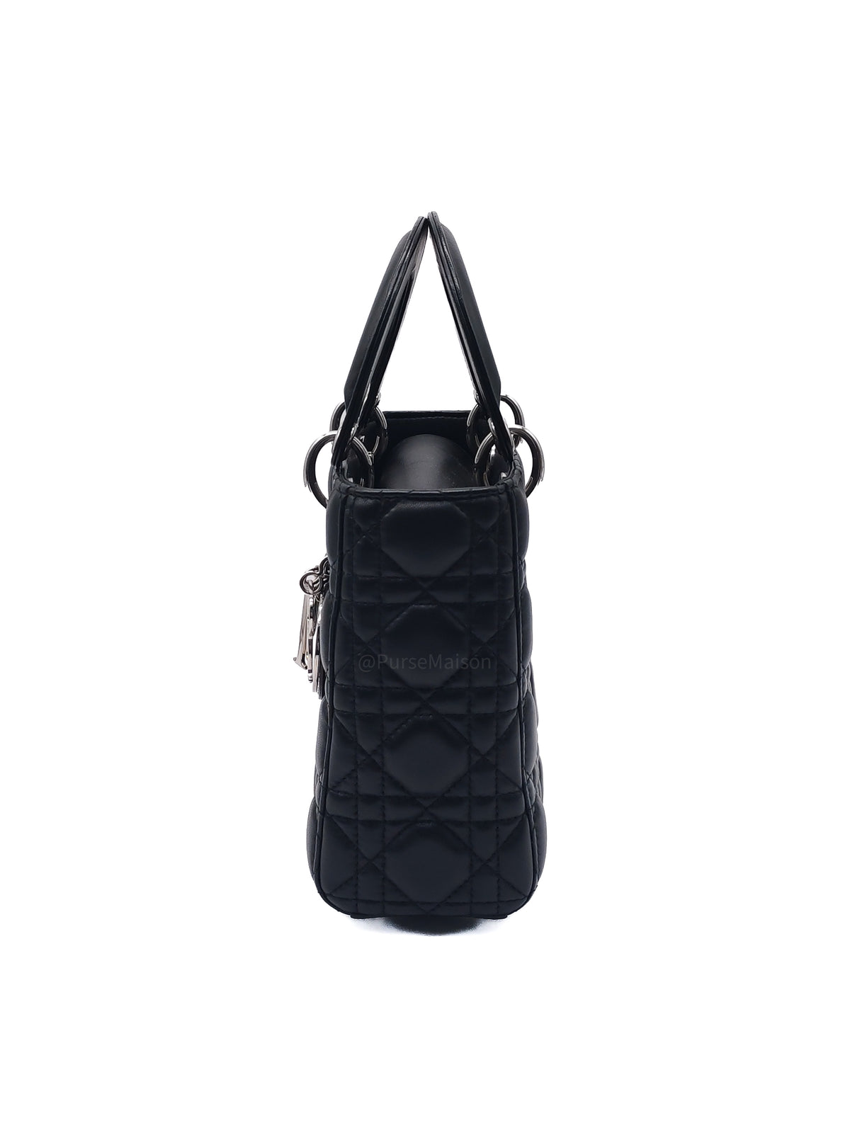 Christian Dior Lady Dior MyABCDior Small in Black Quilted Cannage Lambskin Leather and SIlver Hardware