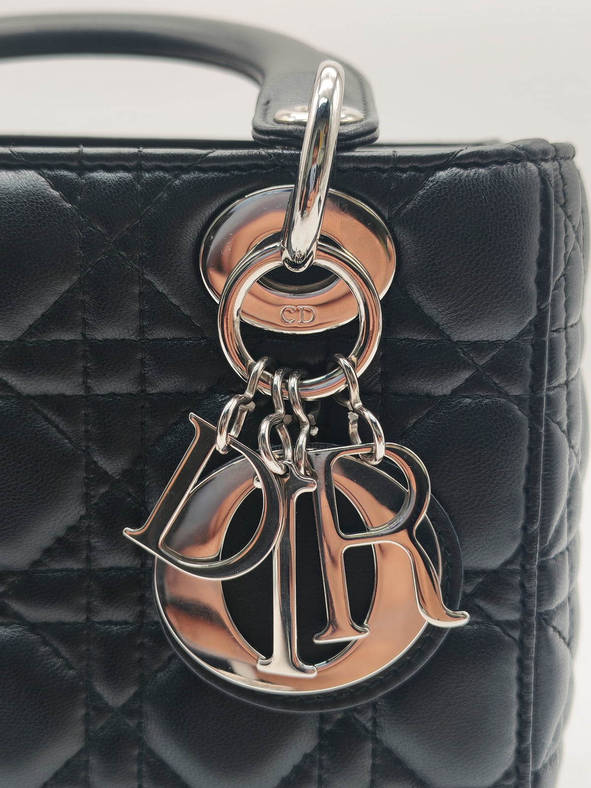 Christian Dior Lady Dior MyABCDior Small in Black Quilted Cannage Lambskin Leather & Silver Hardware