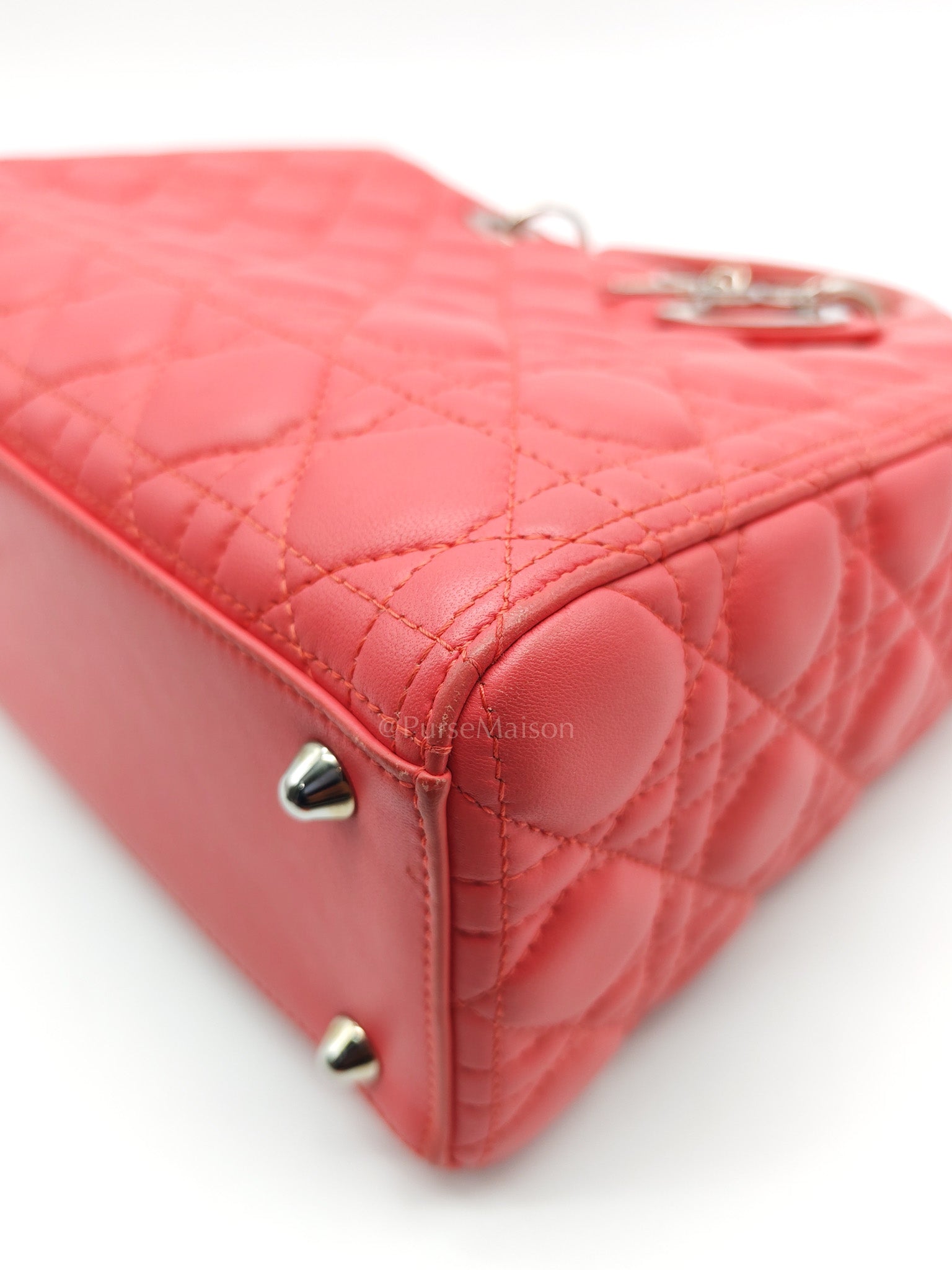 Christian Dior Lady Dior Large in Salmon Cannage Lambskin Leather Shoulder Bag