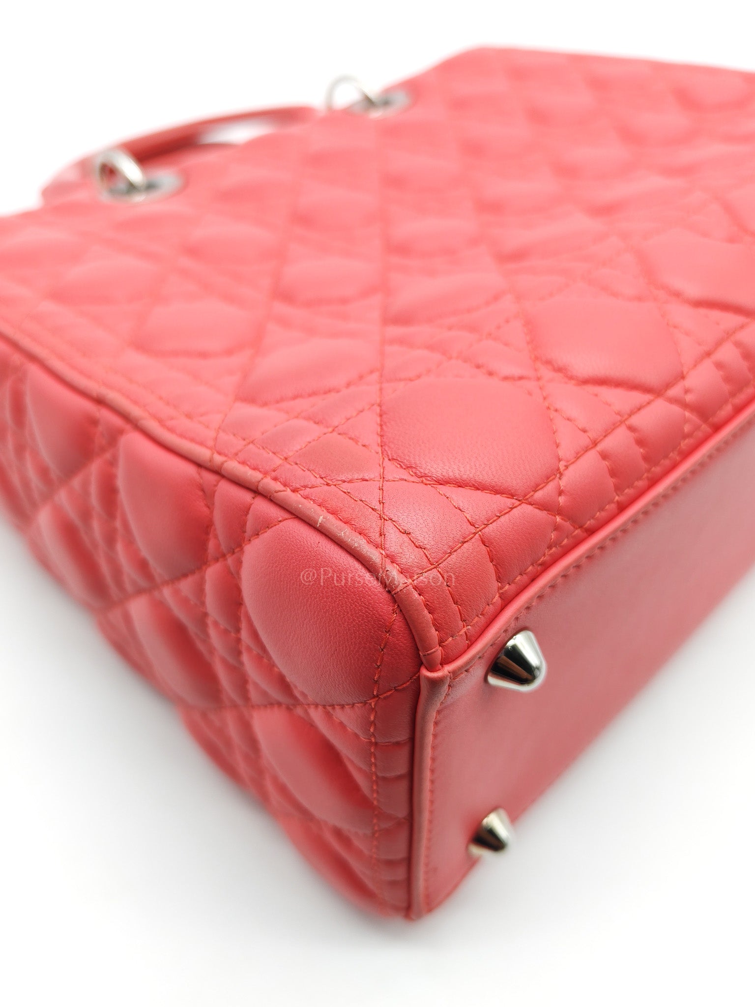 Christian Dior Lady Dior Large in Salmon Cannage Lambskin Leather Shoulder Bag