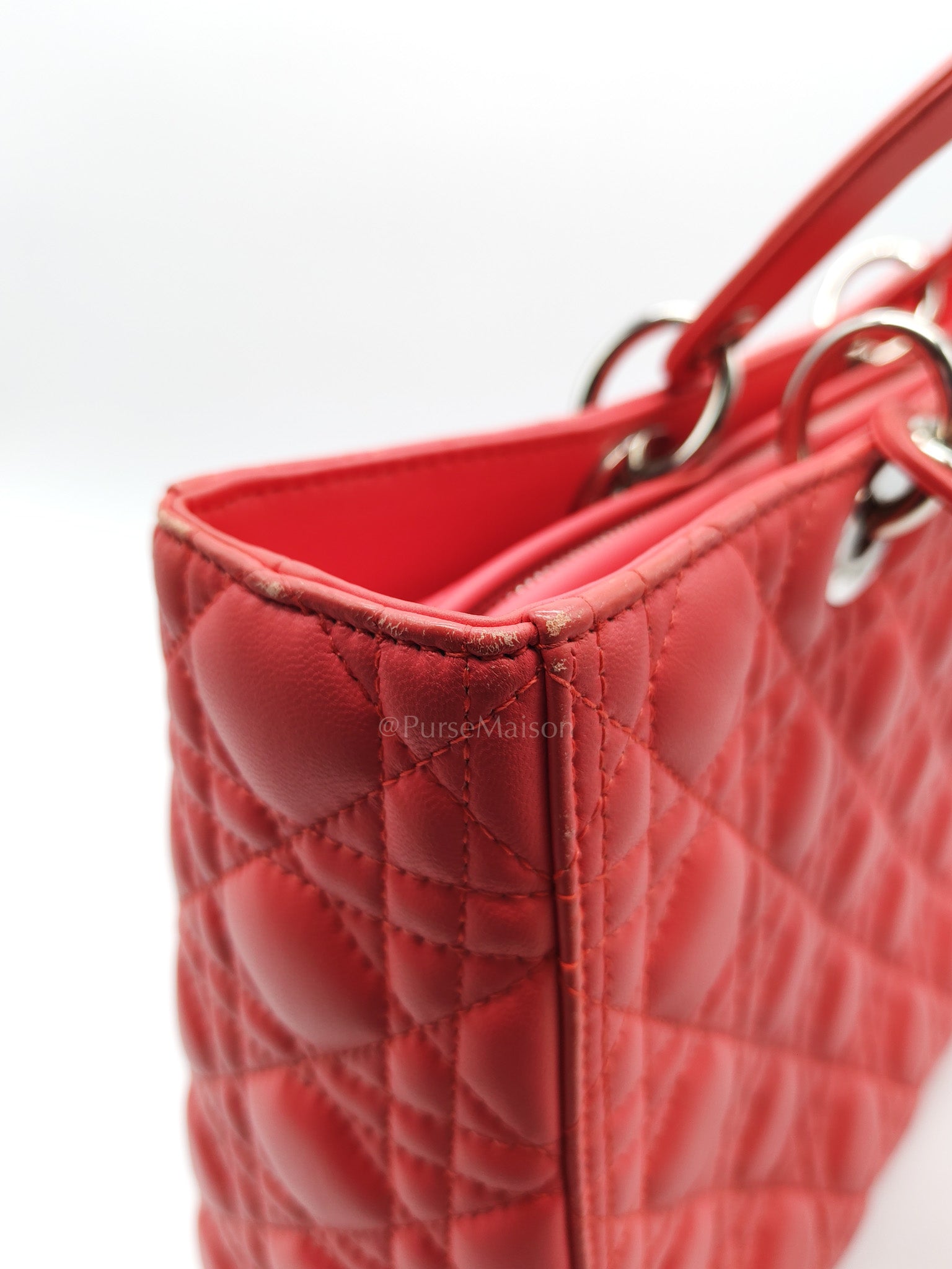 Christian Dior Lady Dior Large in Salmon Cannage Lambskin Leather Shoulder Bag