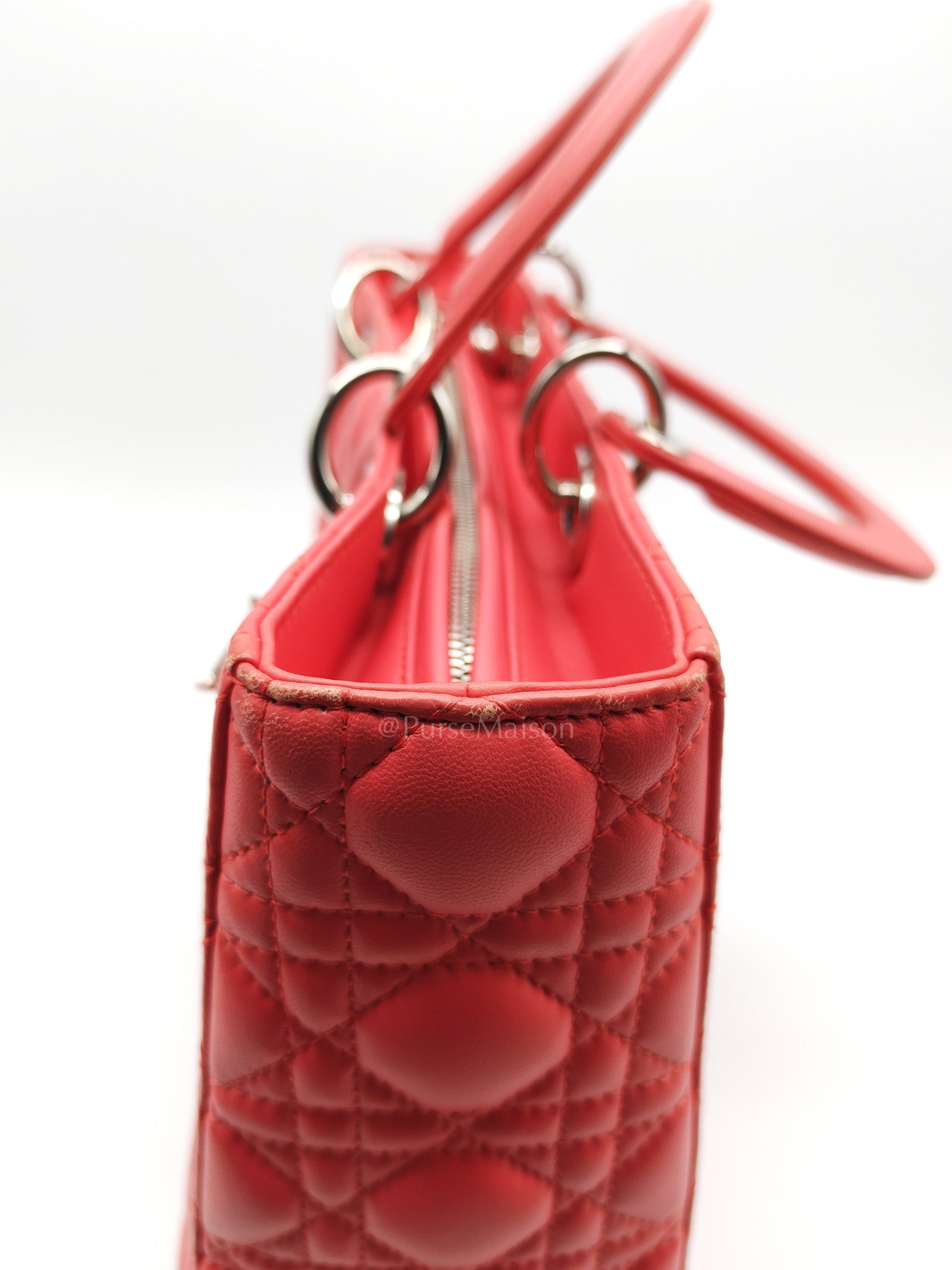 Christian Dior Lady Dior Large in Salmon Cannage Lambskin Leather Shoulder Bag
