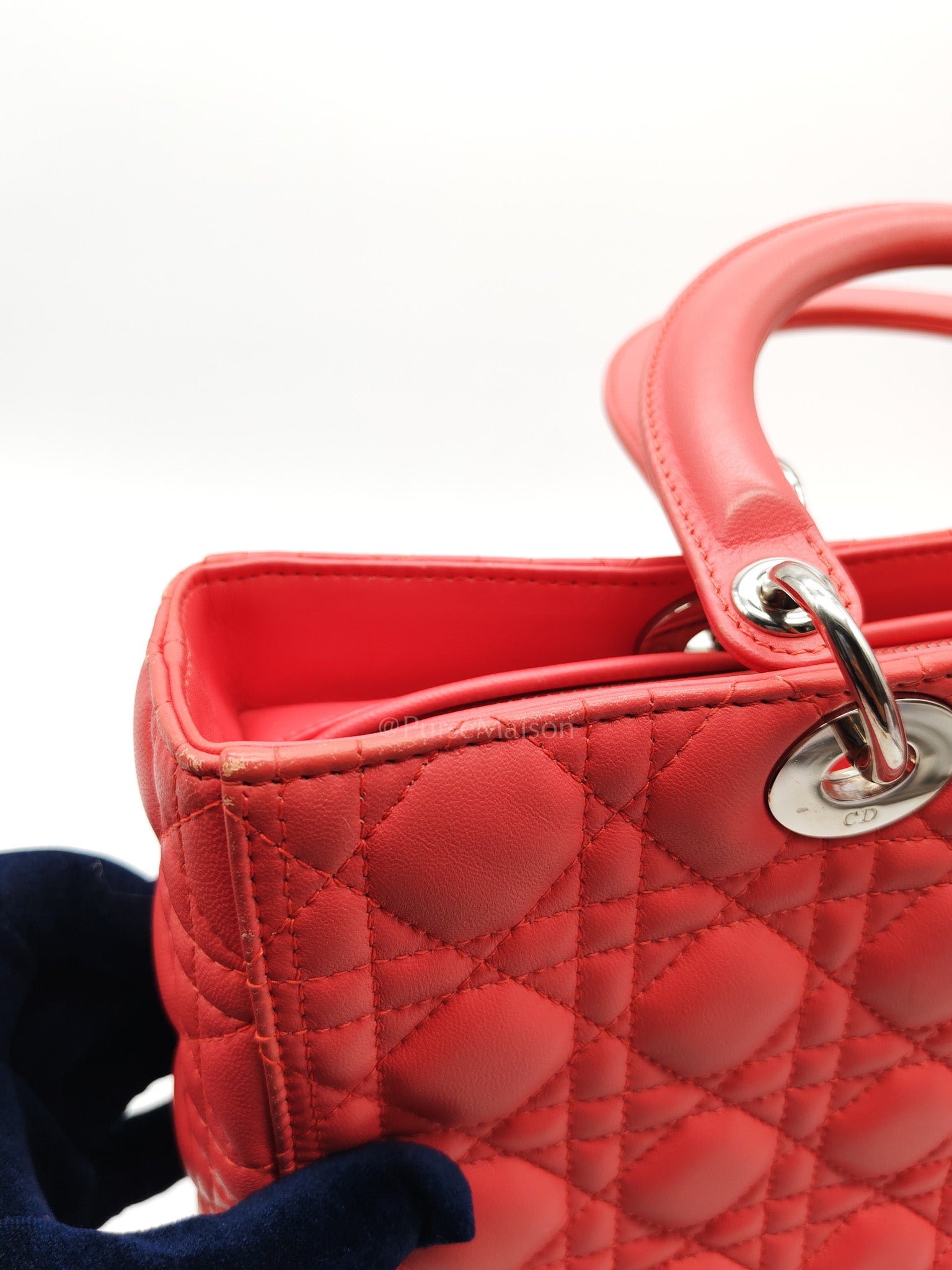 Christian Dior Lady Dior Large in Salmon Cannage Lambskin Leather Shoulder Bag