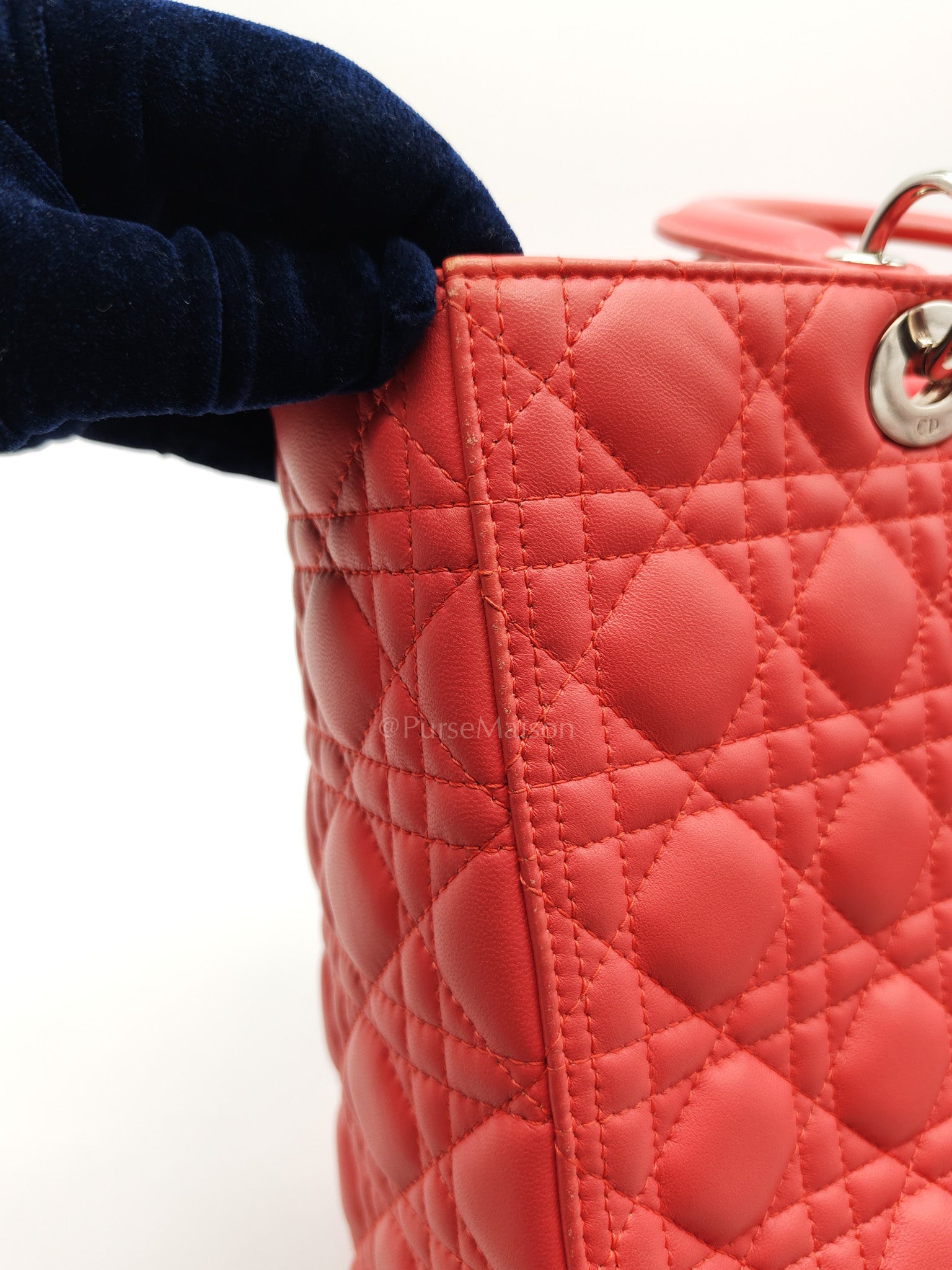 Christian Dior Lady Dior Large in Salmon Cannage Lambskin Leather Shoulder Bag