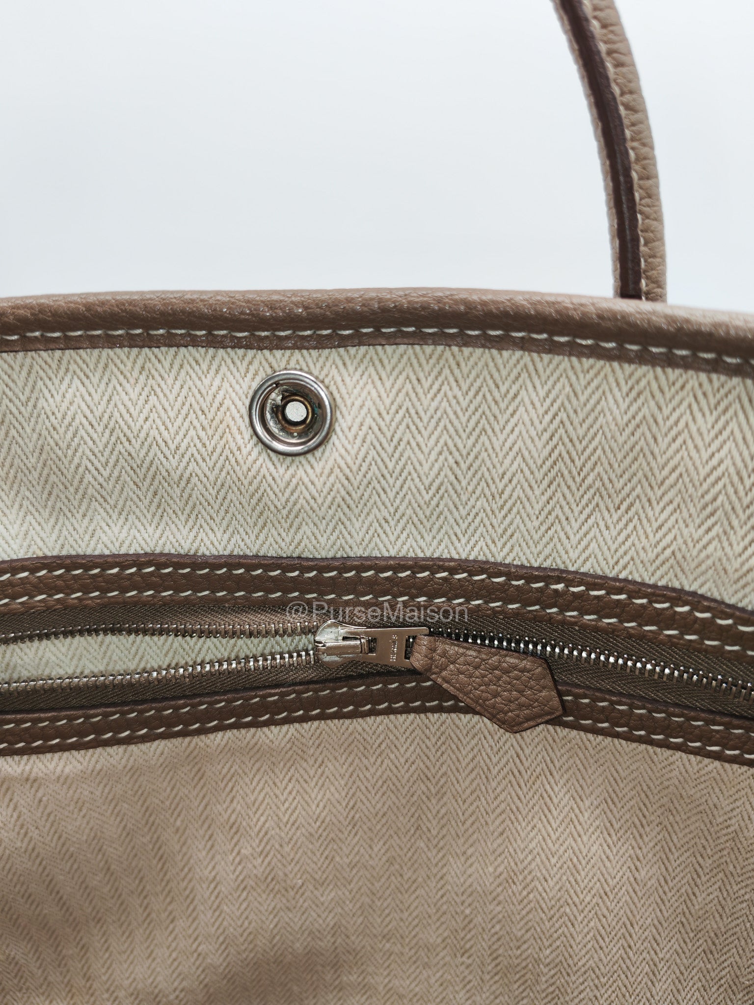 Hermes Garden Party Tote (GPT) 30 in Etoupe Negonda Leather and Palladium Hardware Stamp Y (2020)