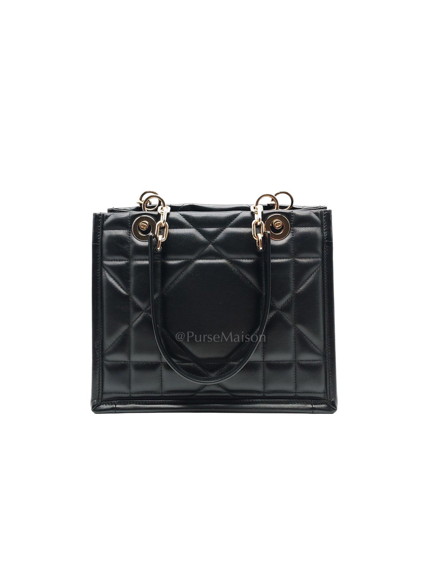 Essenstial Tote Bag Small in Black Archicannage Quilted Calfskin Leather & Light Gold Hardware