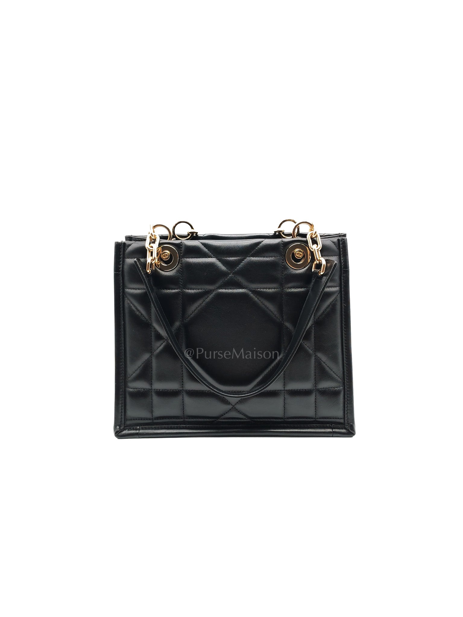 Essenstial Tote Bag Small in Black Archicannage Quilted Calfskin Leather & Light Gold Hardware