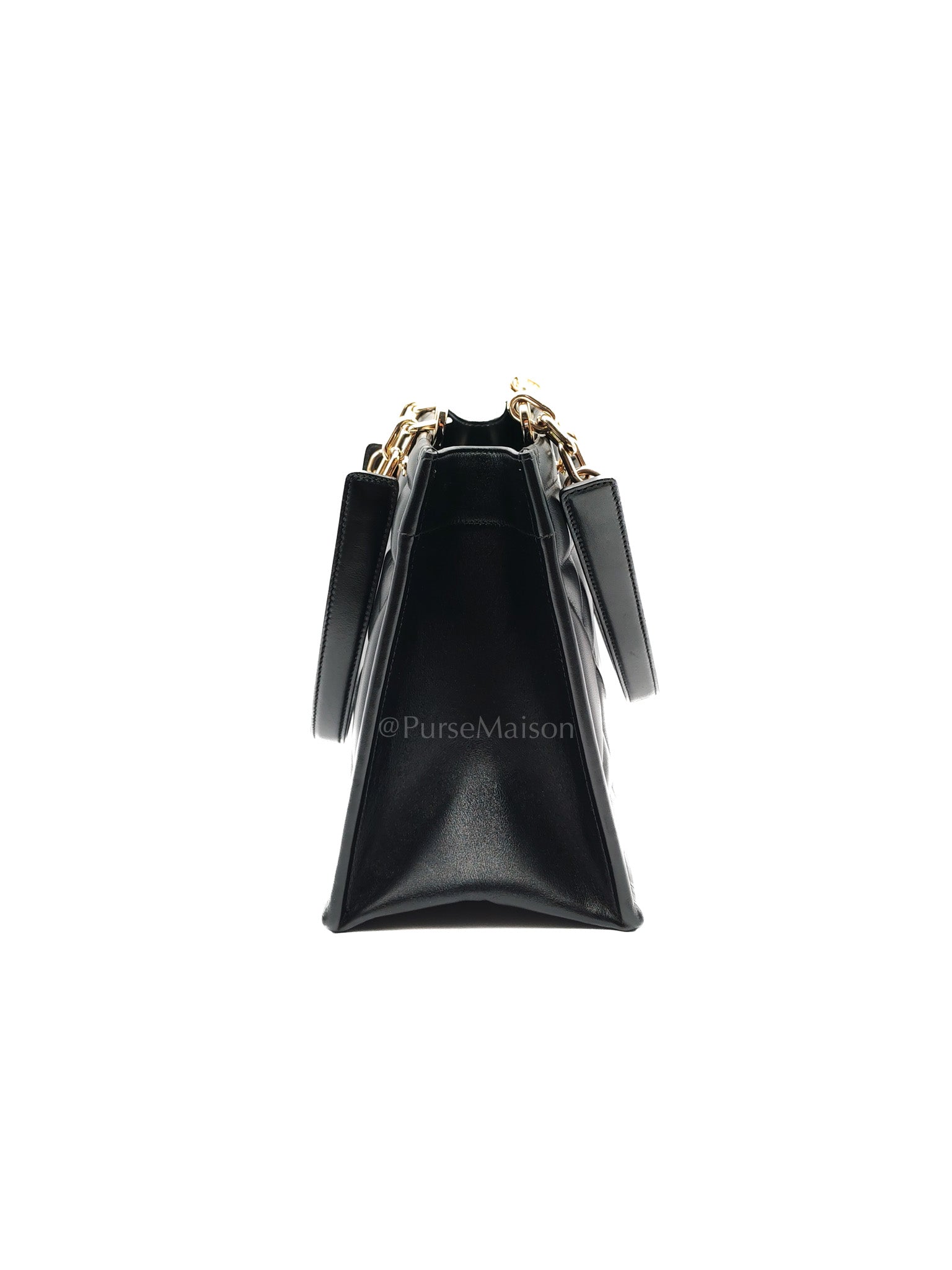 Essenstial Tote Bag Small in Black Archicannage Quilted Calfskin Leather & Light Gold Hardware